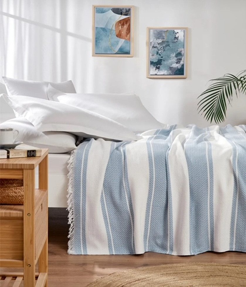 Wohndecke Wohndecke aus Biobaumwolle Stripe Handgewebt günstig online kaufen