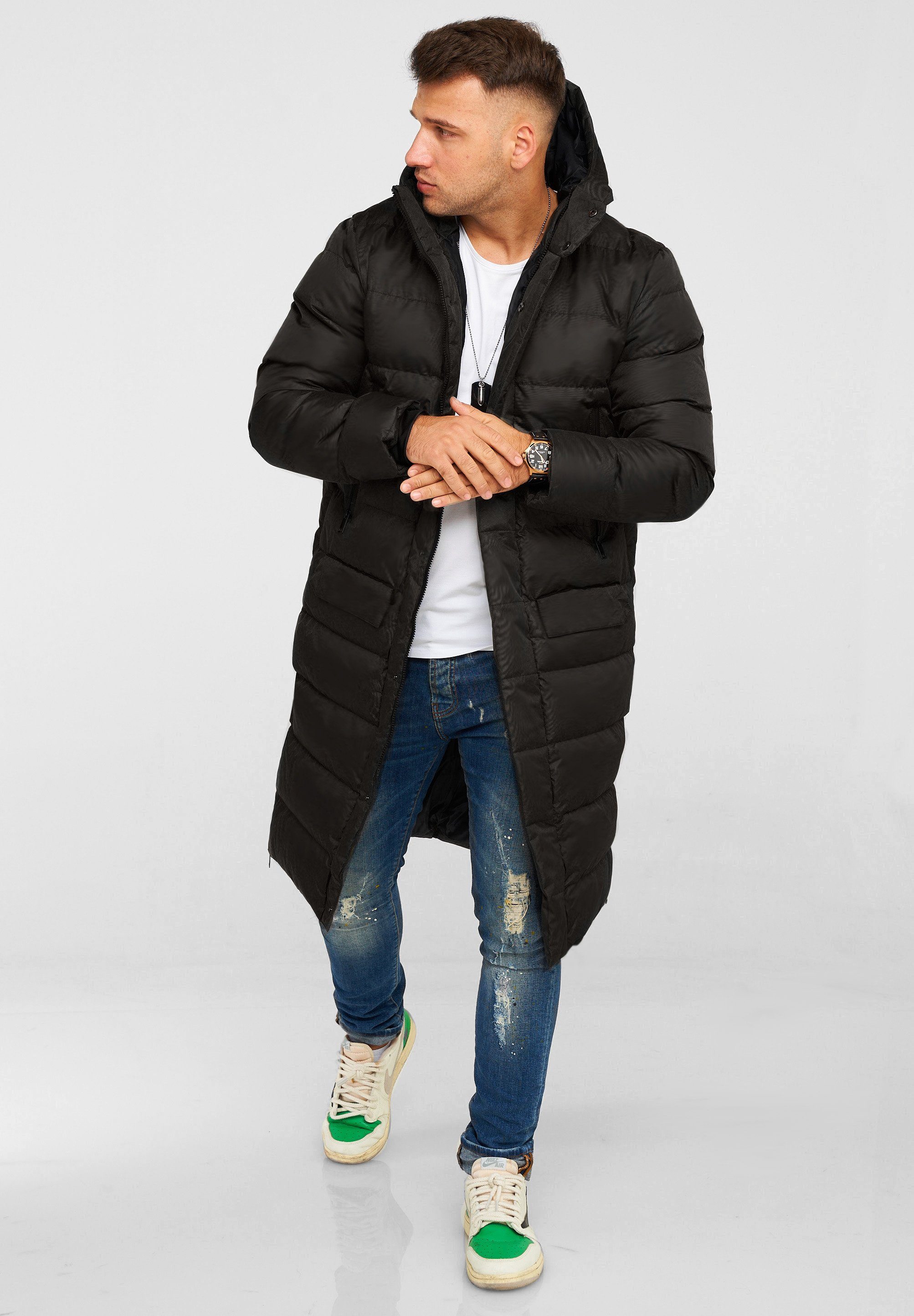 behype Steppjacke LONGLINE ZIP PARKA Steppjacke mit Kapuze günstig online kaufen
