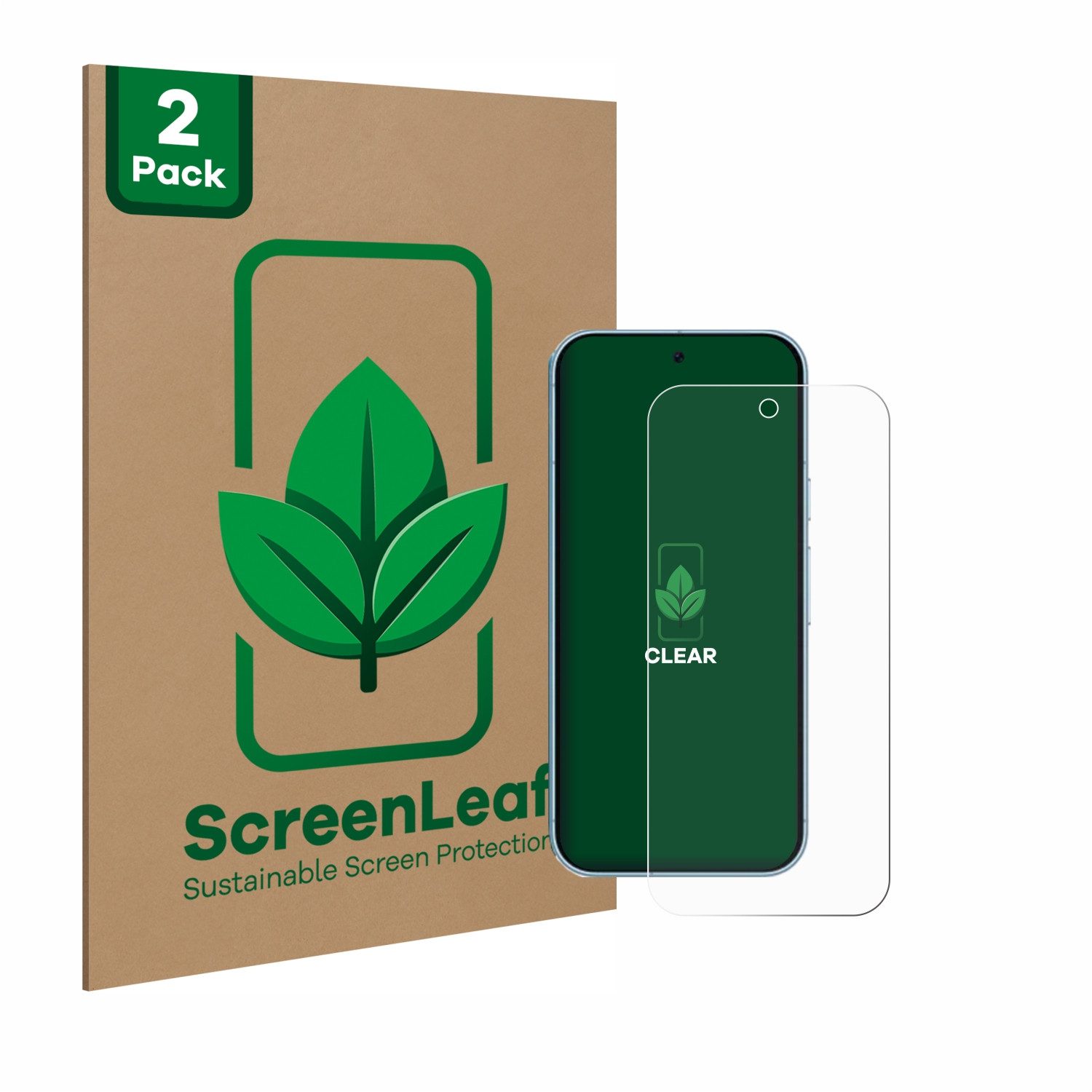 ScreenLeaf Displayschutzfolie Schutzfolie für Google Pixel 9, 2 Stück, nachhaltiger Displayschutz Schutz Folie Klar Transparent