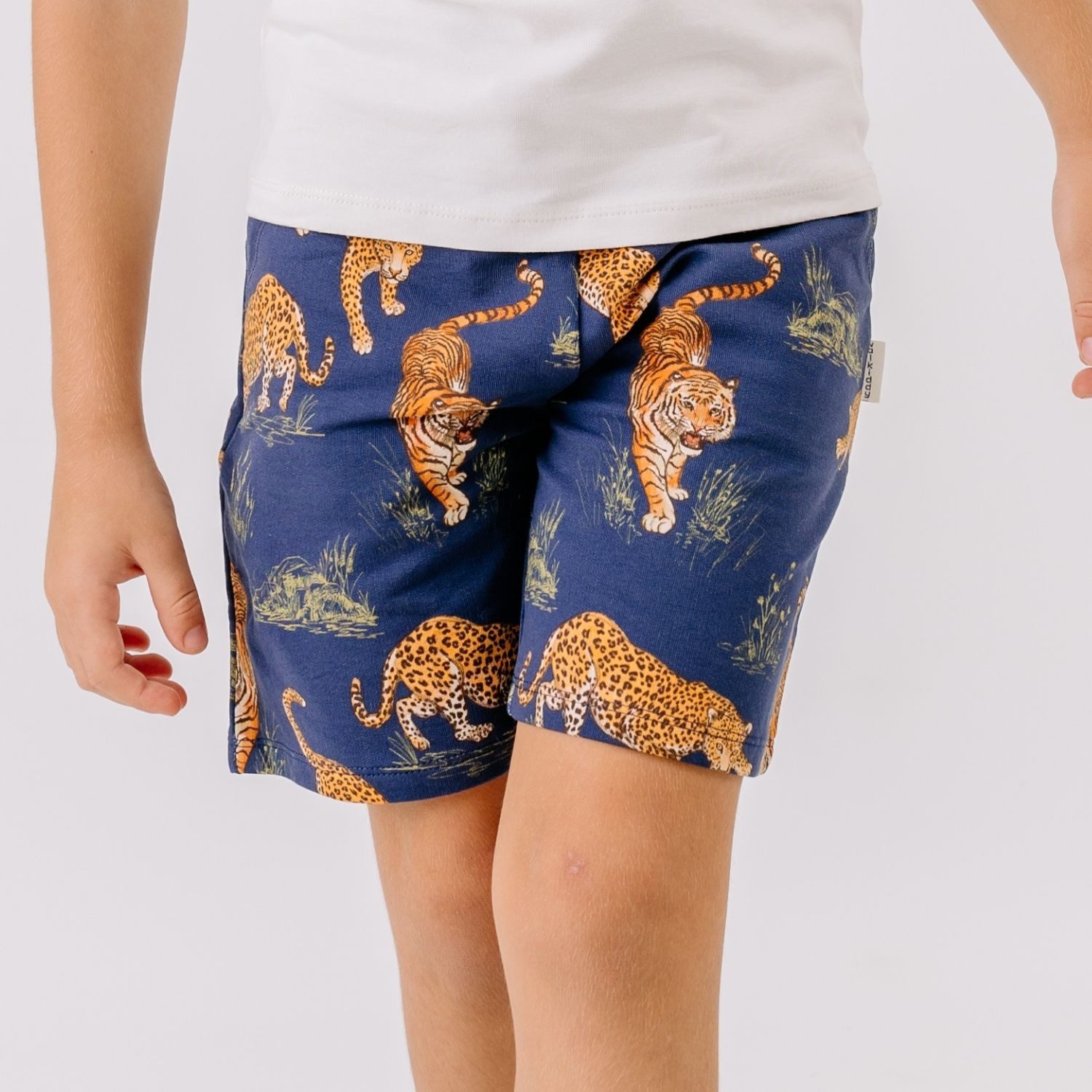 Shorts Walkiddy Tiger & Leopard Bio Baumwolle GOTS Dunkelblau -