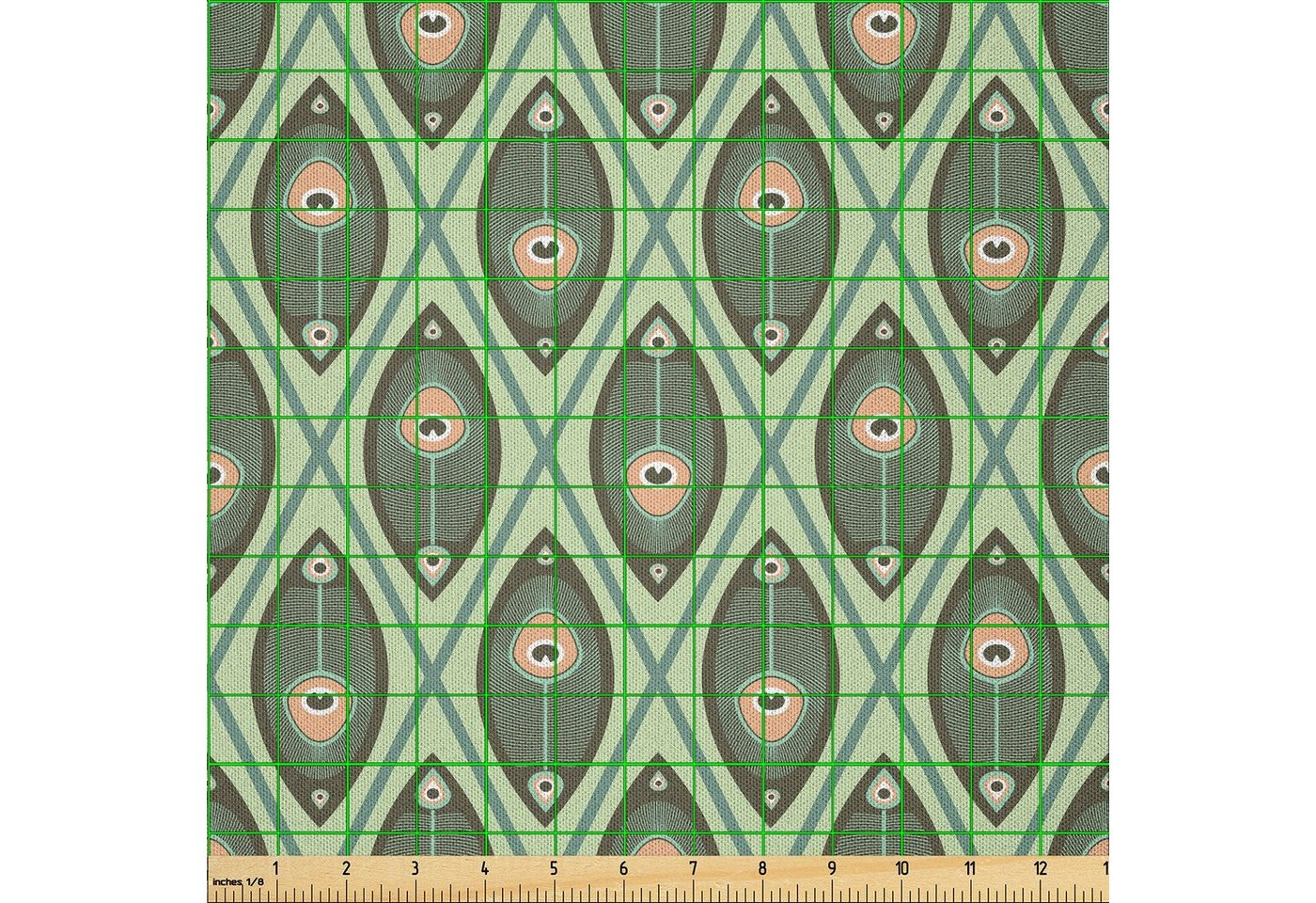 Thumbnail - Abakuhaus Stoff DIY Bastler Stoff für Dekorationszwecke, Geometrisch Pfauenfedern