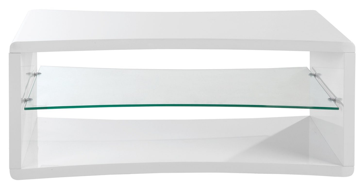 Couchtisch CURVE, B 60 Glasablage 100 T cm, Weiß x Hochglanz