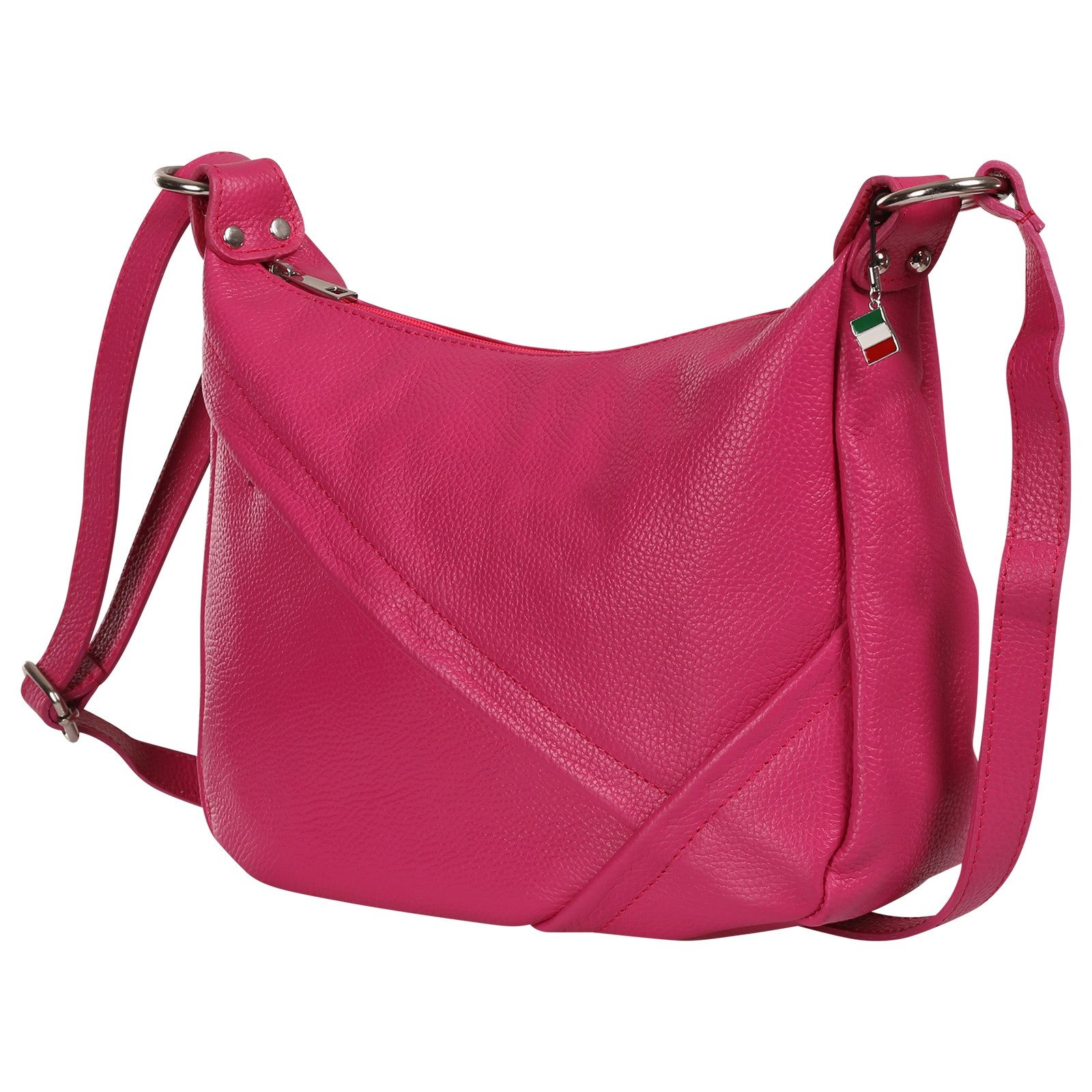 FLORENCE Schultertasche Florence Damen Schultertasche Leder (Schultertasche), Damen Schultertasche Leder, pink, fuchsia ca. 35cm x ca. 22cm hoch