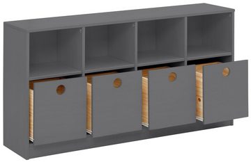 loft24 Regal Allie, Sideboard Regal mit 4 Schubladen, Kinderregal, Breite 124,5 cm