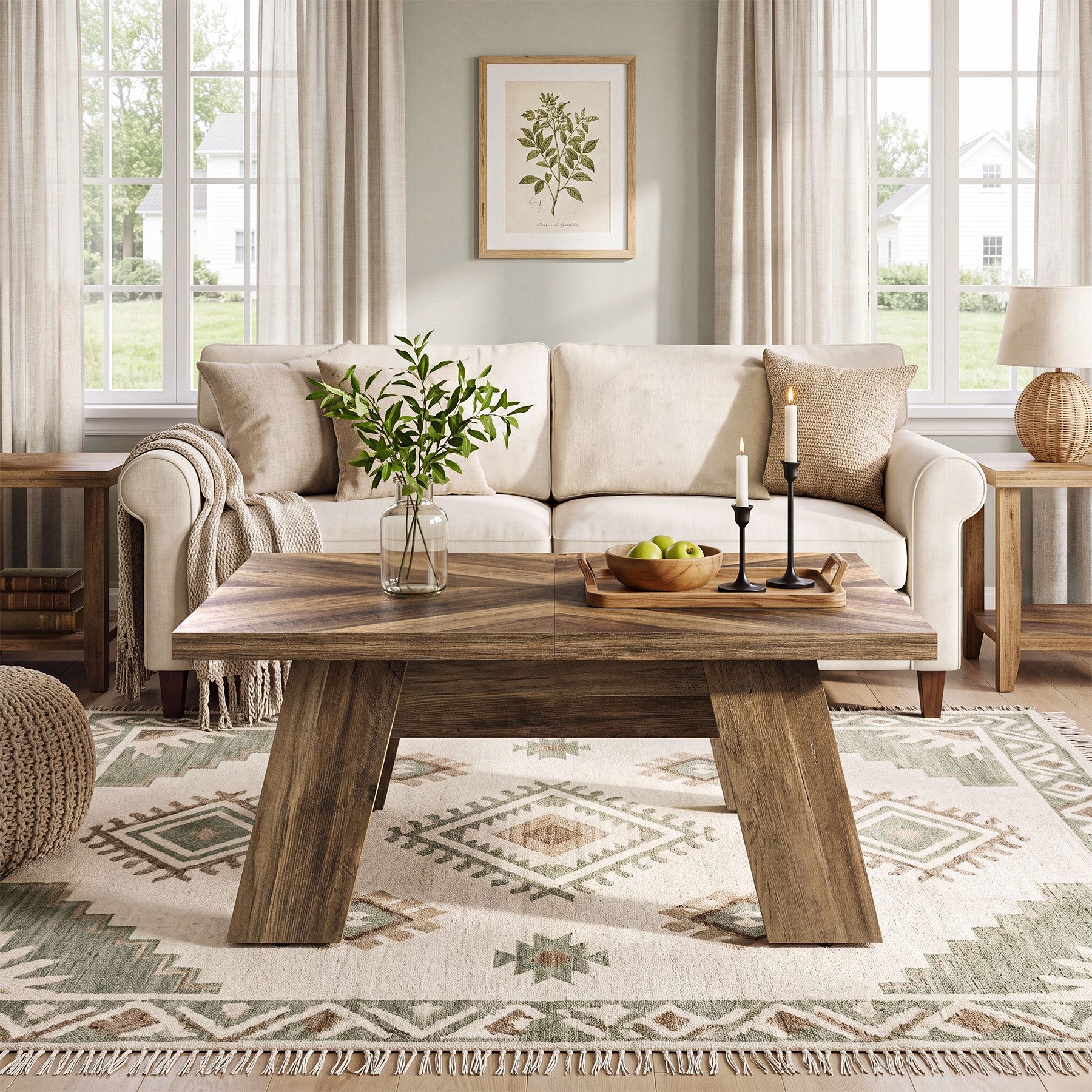 Tribesigns Couchtisch Quadratischer Couchtisch 100 cm, Wohnzimmertisch holz Beistelltisch