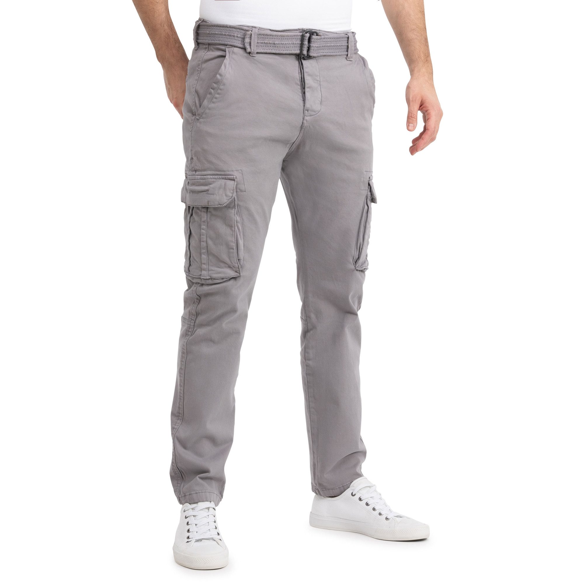 SUBLEVEL Cargohose Herren Cargo Hose Jeans Sweatpant Chino Jogginghose inkl. Gürtel