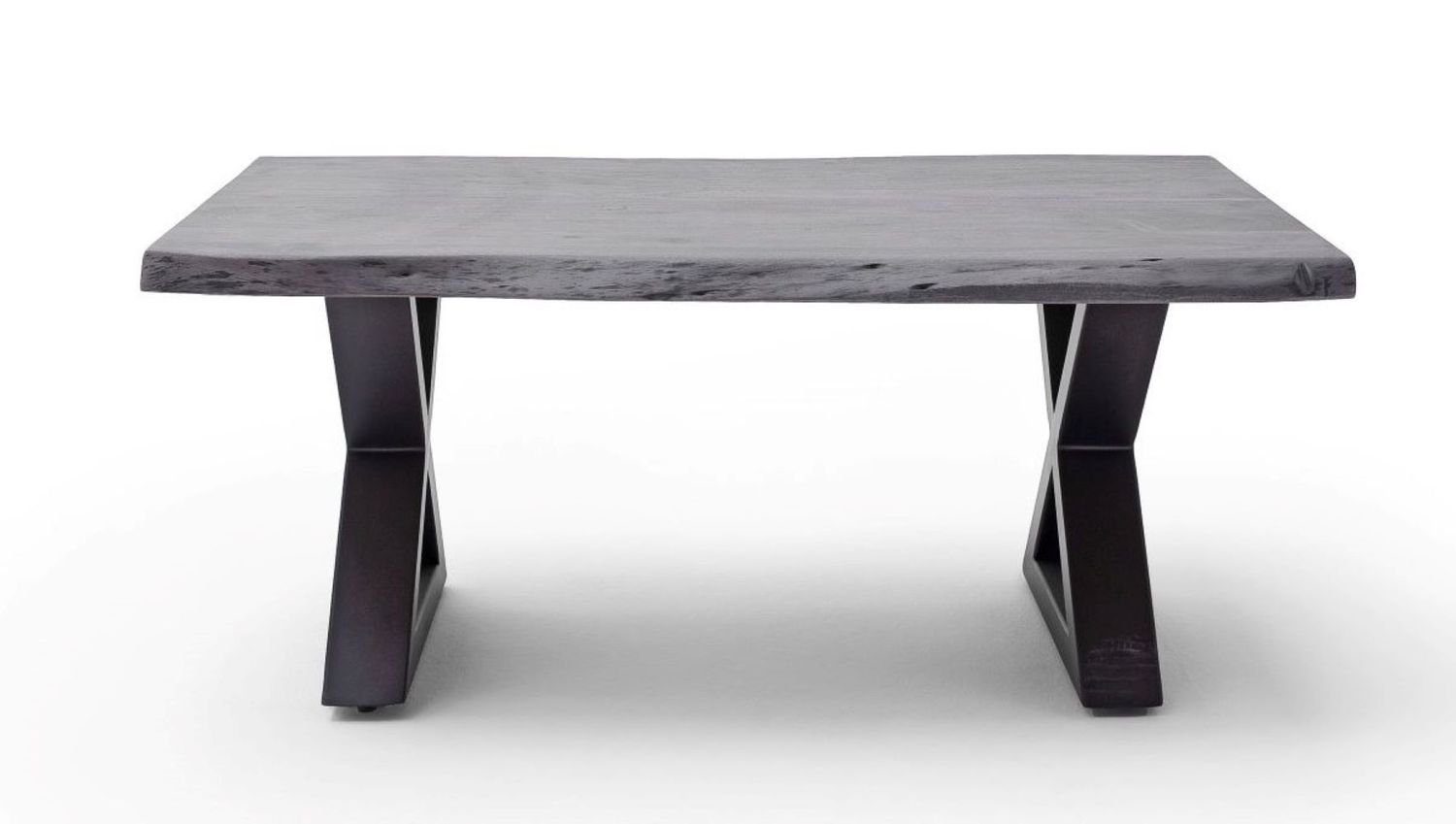 Baumkante Cartagen, Akazie-massiv MCA X-Form grau furniture Couchtisch rechteckig