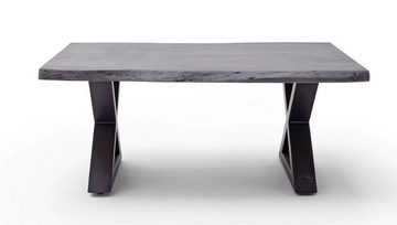 MCA furniture Couchtisch Cartagen, Baumkante Akazie-massiv X-Form rechteckig grau