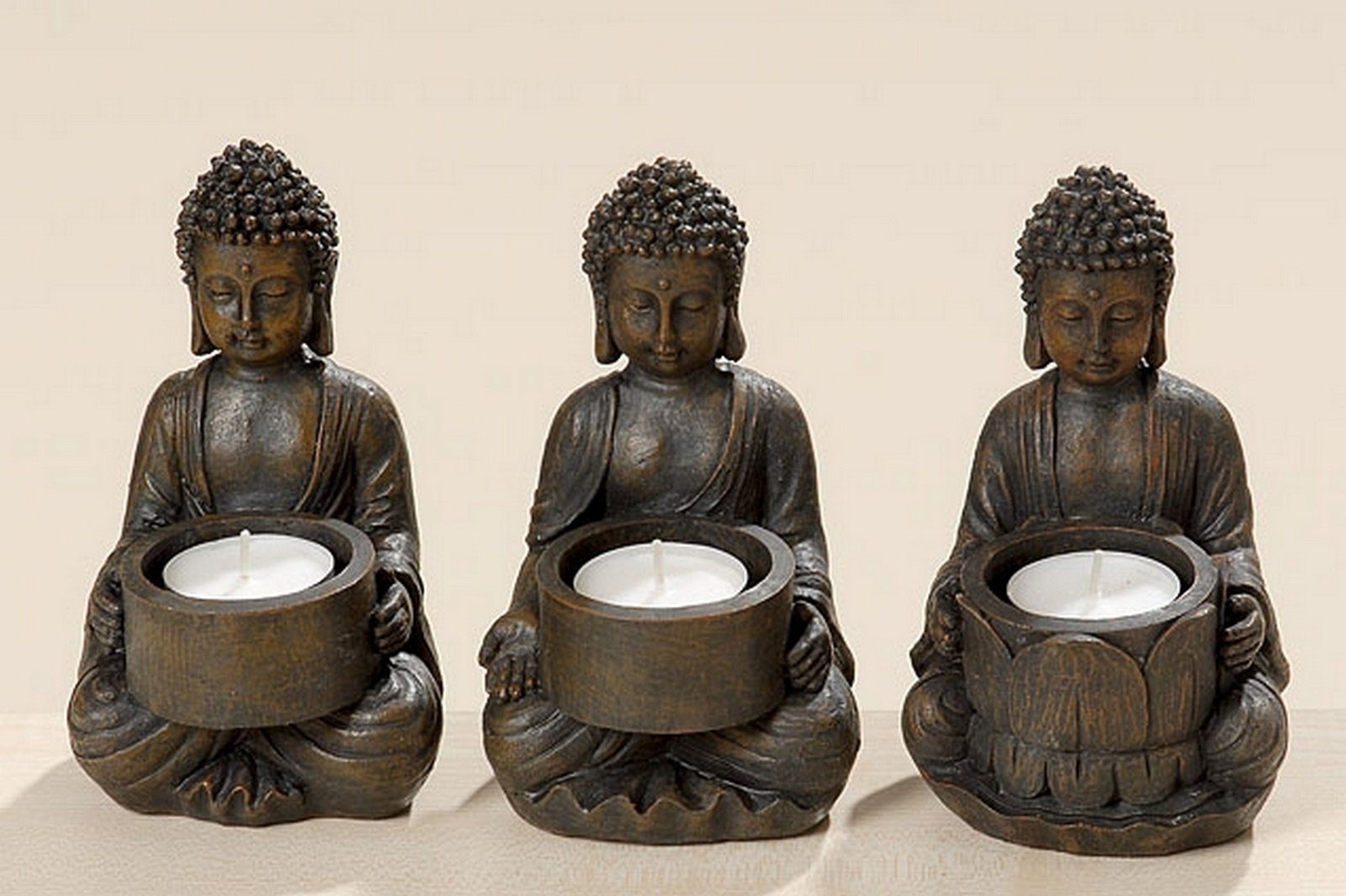 Teelichthalter Buddha 3er-Set - Teelichthalter