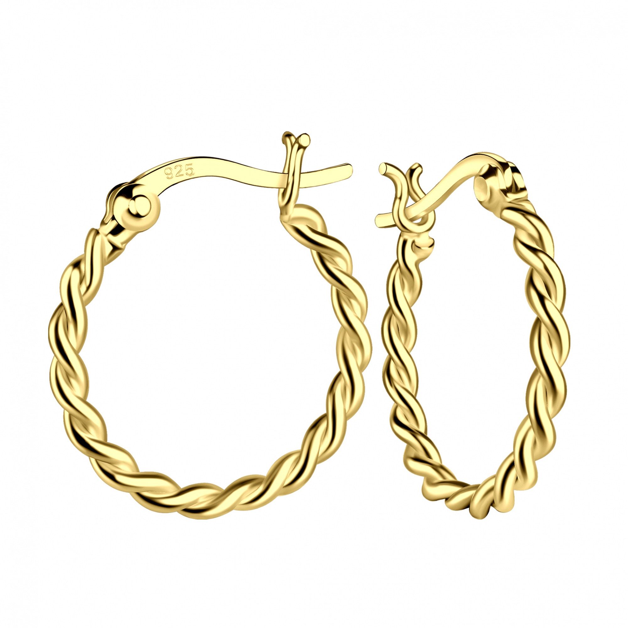Paar Creolen TWISTED French Lock in Gold, 2-tlg.
