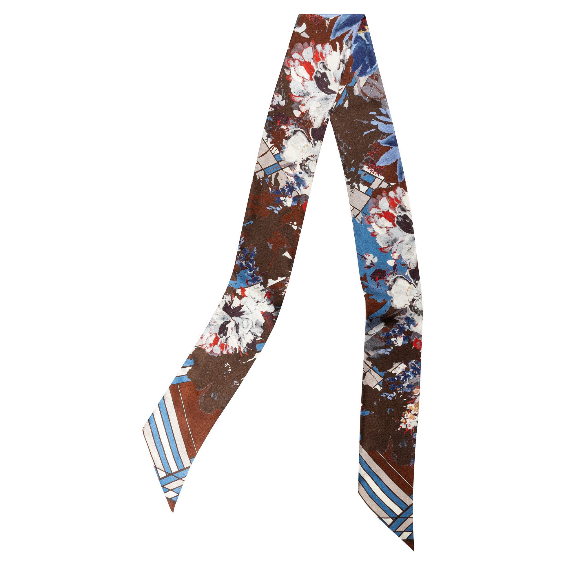 Roeckl Seidentuch CHECK & FLOWERS TWILLY, Doppellagiges Blumen Twilly