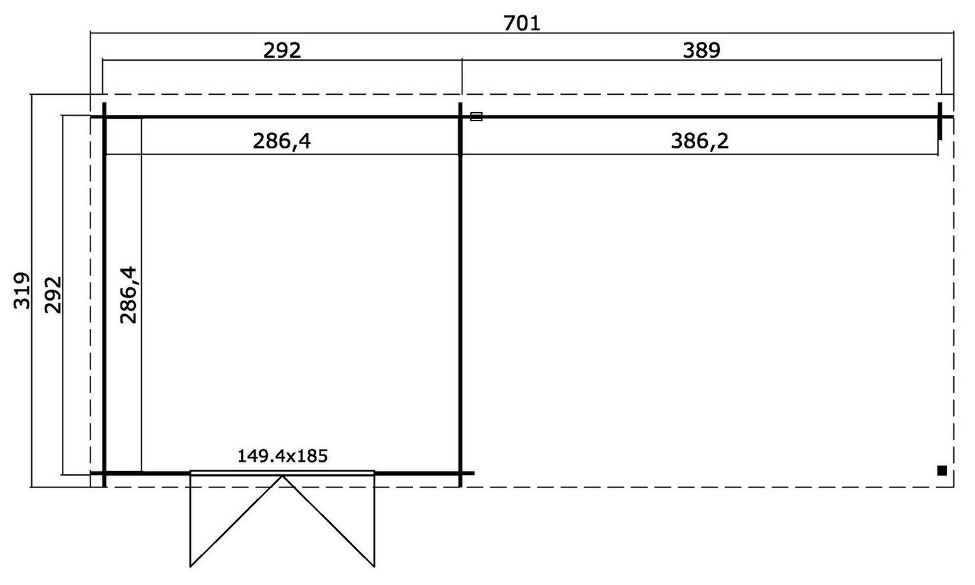 Thumbnail - LASITA MAJA Gartenhaus St. Louis, BxT: 701x319 cm, (Set), mit Anbau