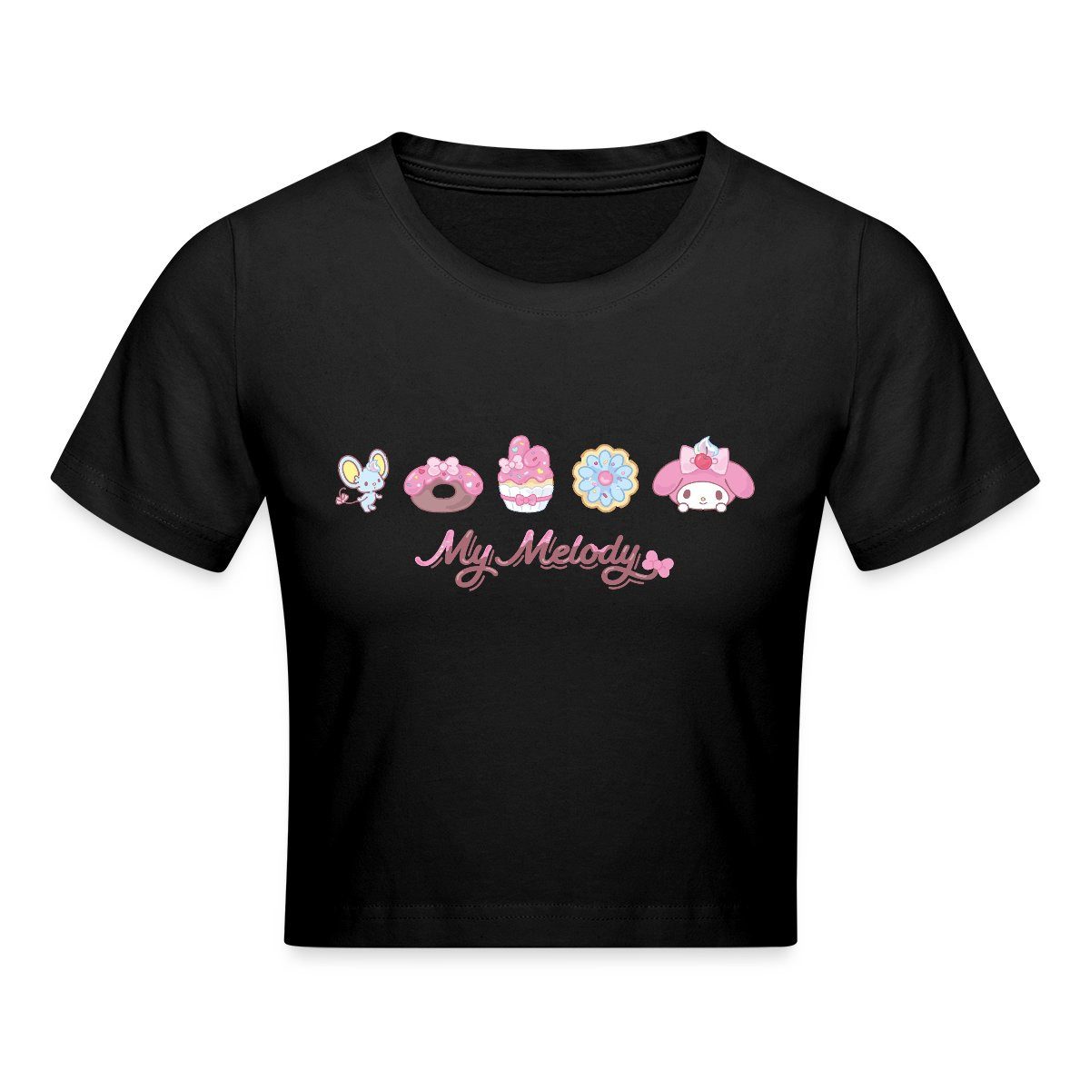 T-Shirt My Melody Mit Flat Und Gebäckstücken Crop Top