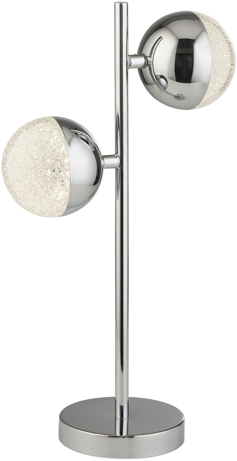 Searchlight Tischleuchte Marbles 2Lt Tischleuchte - Chrom mit Kristallsand, LED fest integriert