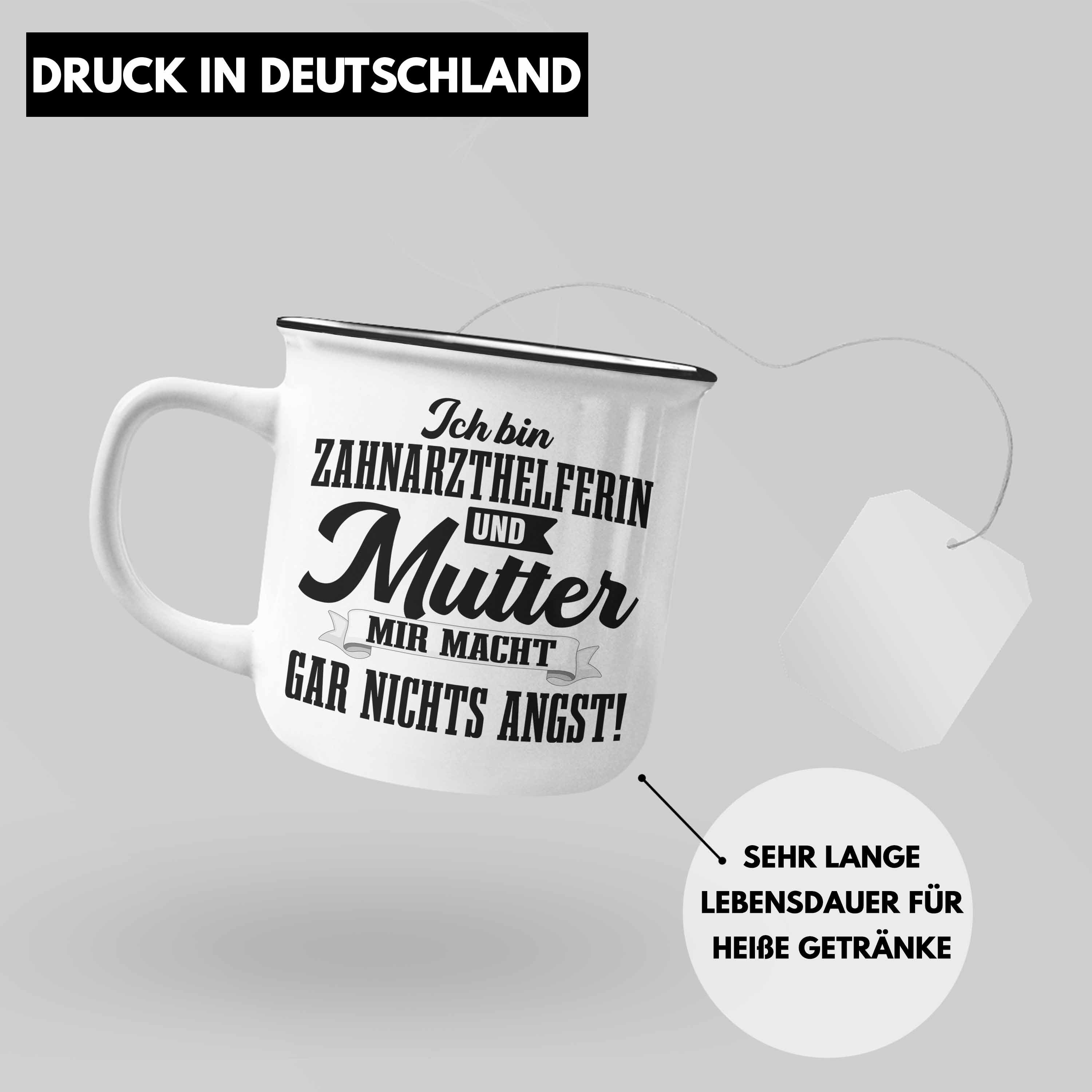 Trendation Thermotasse Trendation Geschenk - Tasse Silber Emaille Geschenkidee Zahnmedizinische Zahnarzthelferin Kollegin Zahnarzt Damen Mutter Fachangestellte Lustig