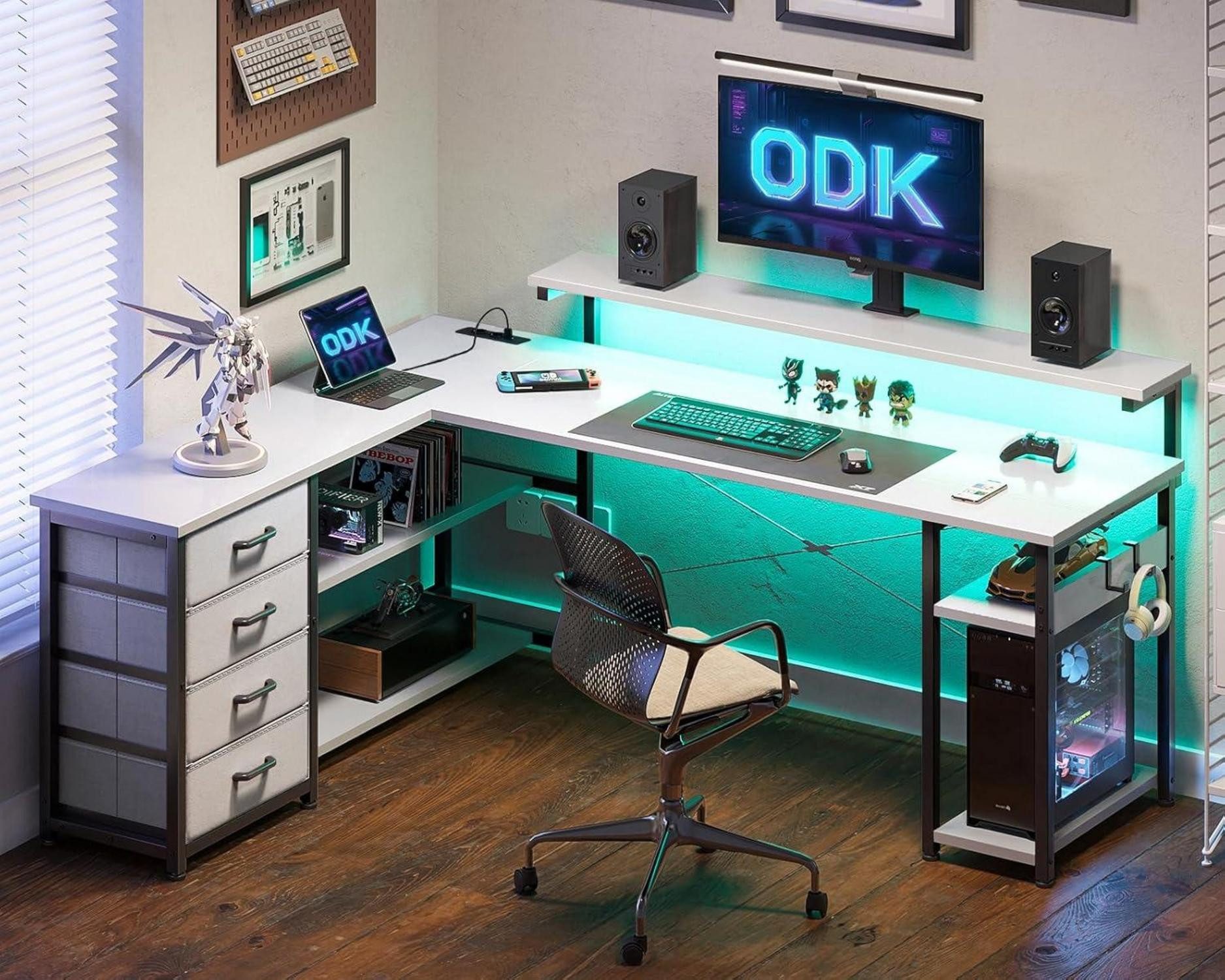 LuxusKollektion Eckschreibtisch Schreibtisch LED USB Ladeanschluss günstig online kaufen