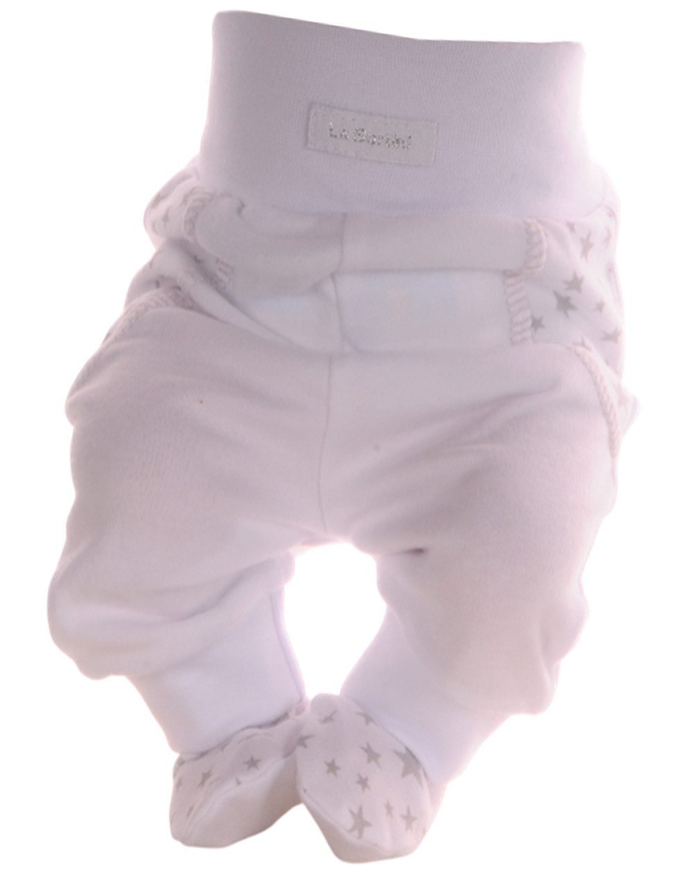 La Bortini Schlupfhose Erstlingshose mit Füßchen für Baby und Kinder in Weiß mit Sternchen aus weicher Baumwolle, 44 50 56 62 68 74 80 86, neutral Erstlingshose