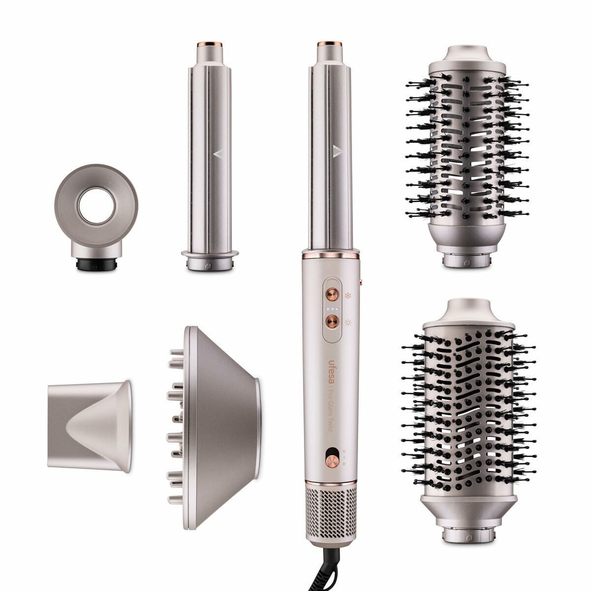 Ufesa Haartrockner Lockenzange UFESA PRO GLAM TWIST Weiß Schwarz