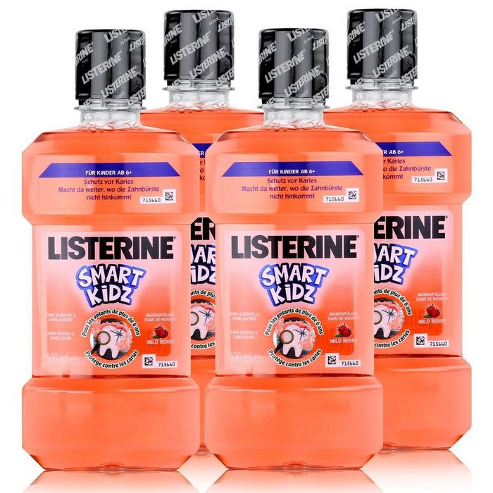 Listerine Mundspülung Listerine Smart Kidz Mild Berry 500ml - Ohne Alkohol & ohne Zucker (4er Pack)