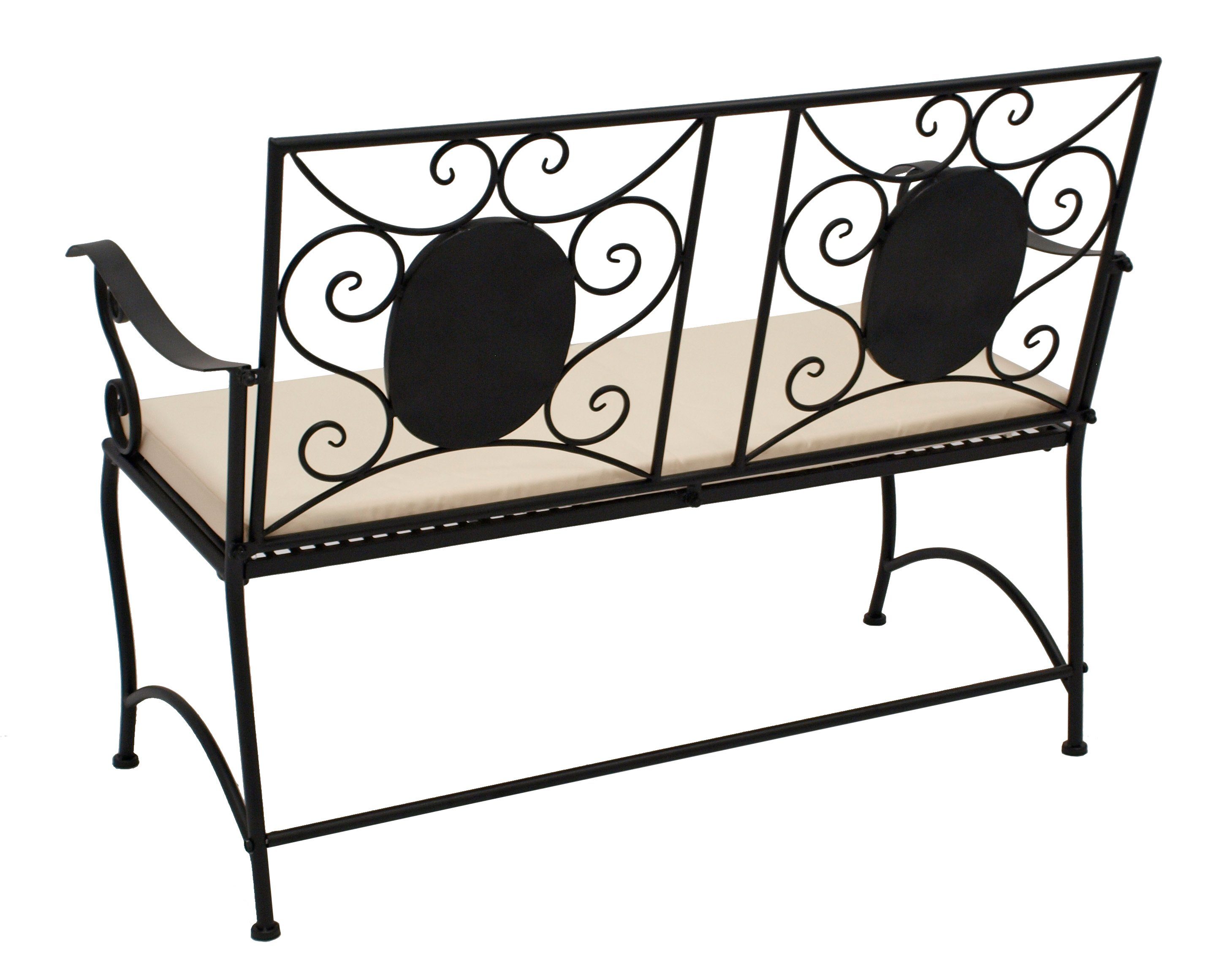 DEGAMO Gartenbank LUCCA (1-St), 2-sitzer 116cm, Eisen schwarz, mit Mosaik terracotta, mit Polster