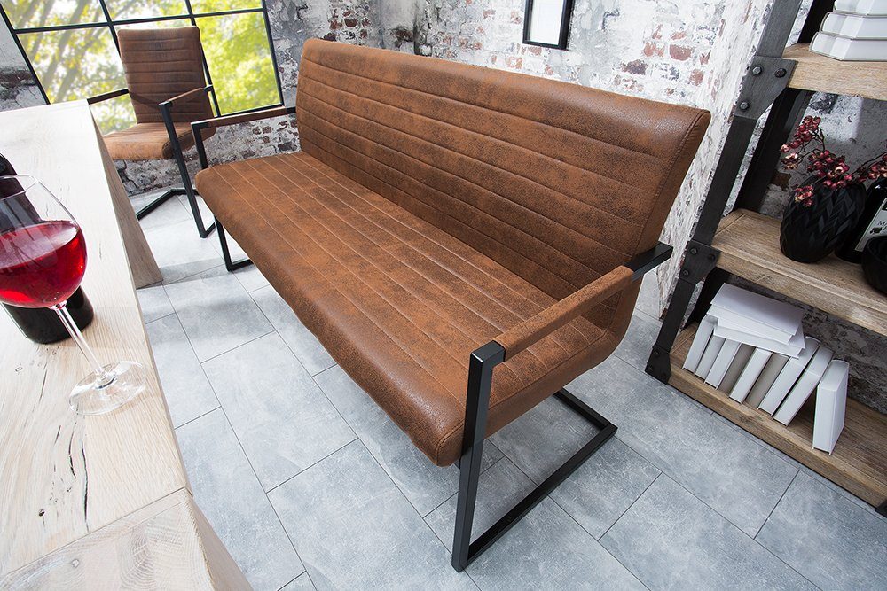 riess-ambiente Sitzbank LOFT 160cm vintage braun, mit Microfaser-Bezug – Bild 2 von 5