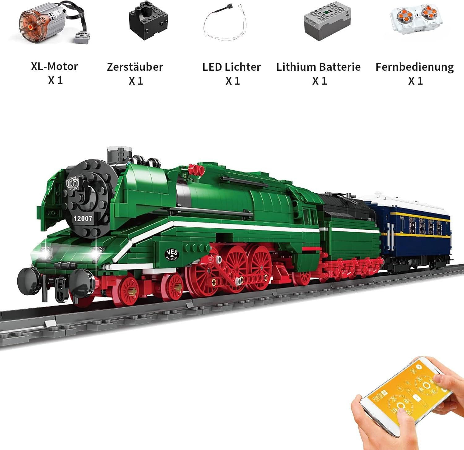 Mould King Mould King 12007 German Express Lokomotive 2348 Teile Konstruktions-Spielset, (2348 St)