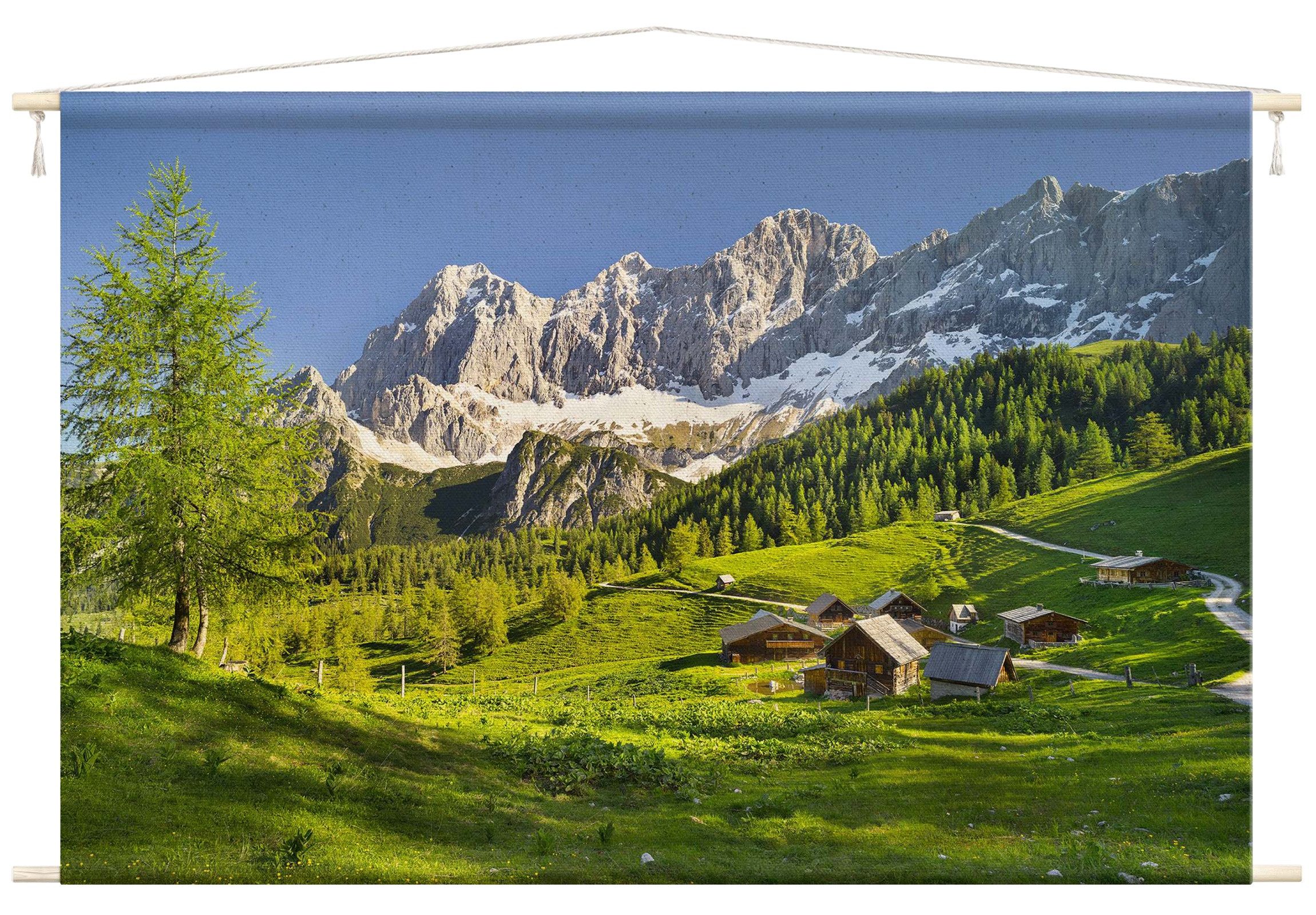 Bilderdepot24 Wandteppich modern Wald Natur grün, rechteckig, Höhe: 2.6 mm, großes Wandbild aus Natur-Baumwolle Wandbehang Stoffbild Tuch Wollseil