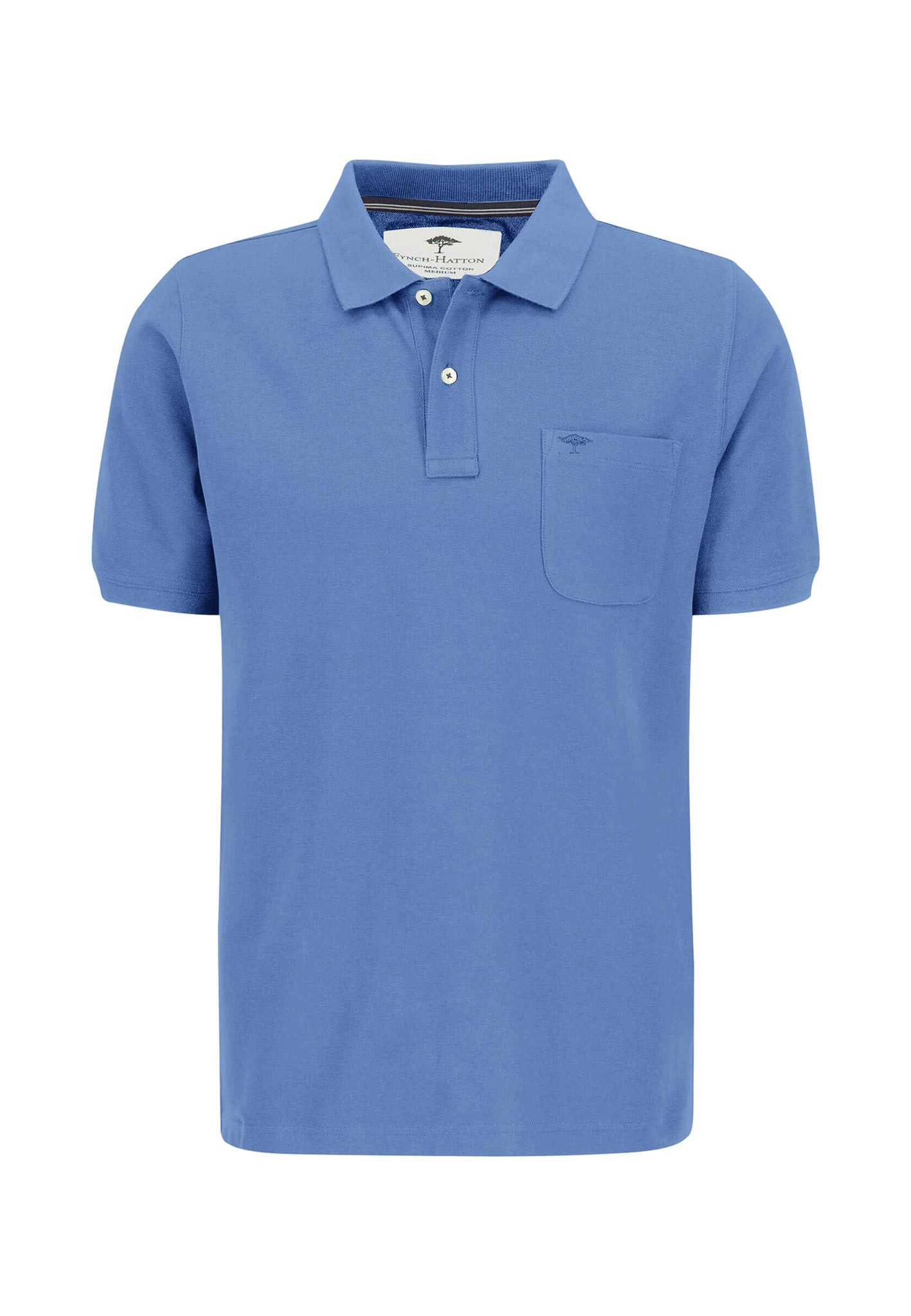 FYNCH-HATTON Poloshirt Poloshirt Piquê aus Baumwolle mit Brusttasche Hellblau