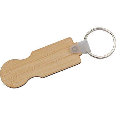 Livepac Office Schlüsselanhänger 10x Schlüsselanhänger aus Bambus / mit Einkaufswagenchip und Schlüssel