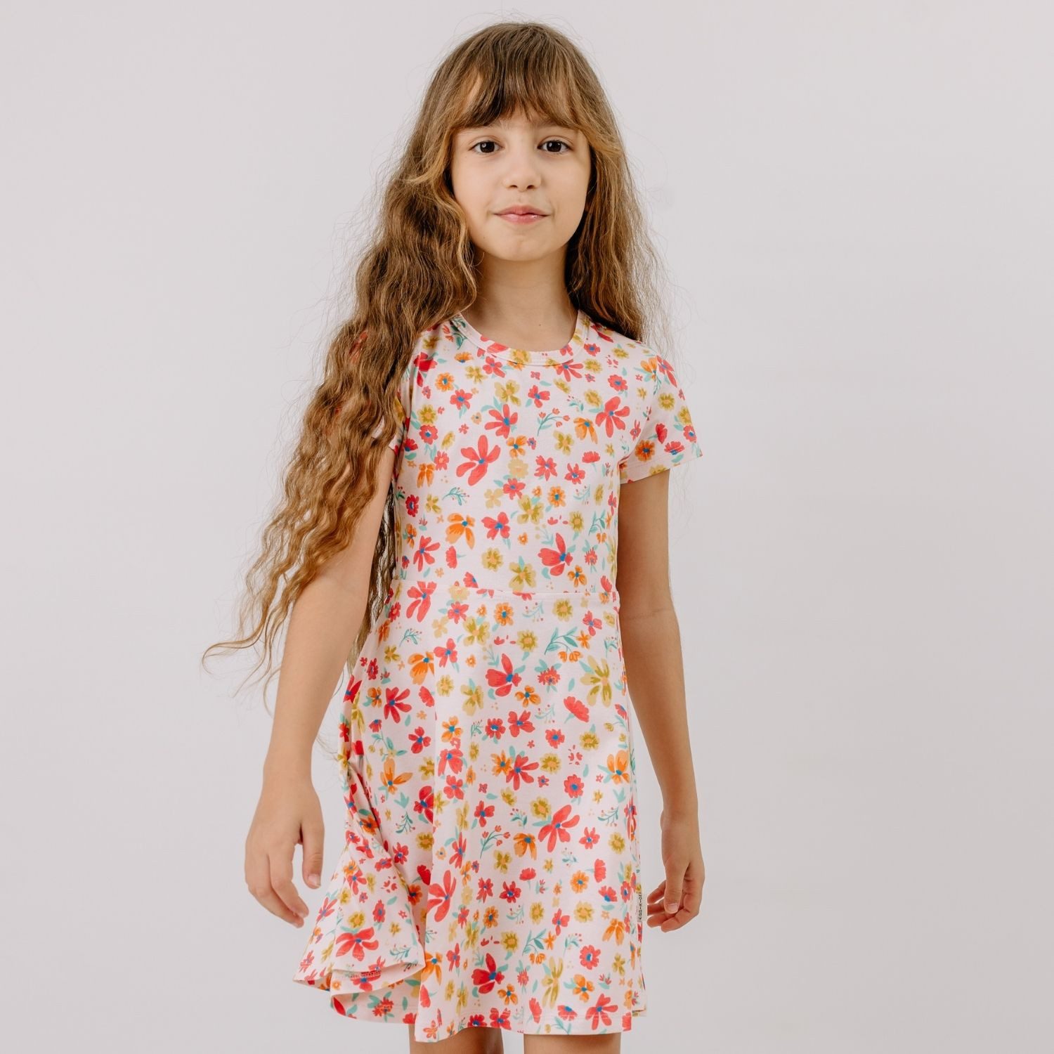 Walkiddy Jerseykleid Walkiddy Blumen Kinder Bio Baumwolle GOTS Rosa - Bio Baumwolle,GOTS, Kinderbekleidung,nachhaltige Klamotten,Shorts
