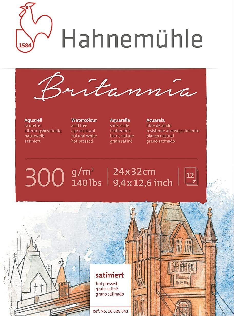 Hahnemühle Aquarellblock Britannia Aquarellblock 24x32cm 300g/m², satiniert, naturweiß