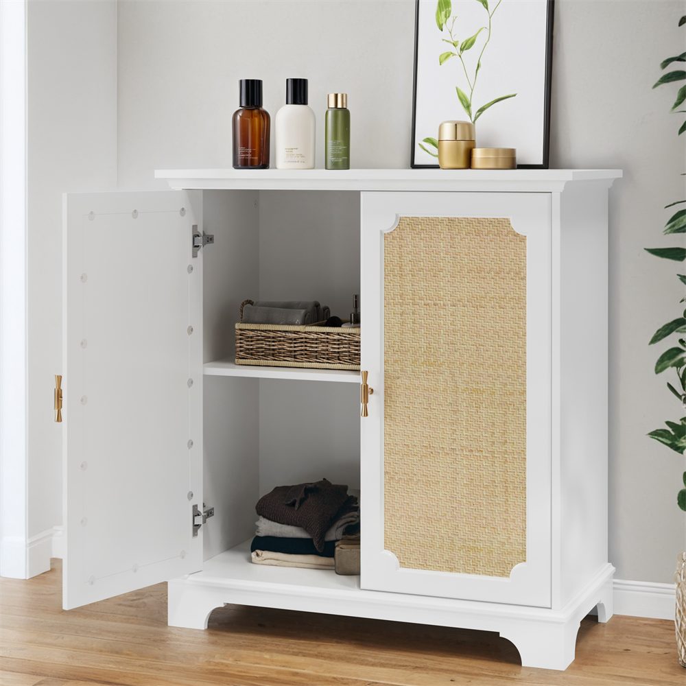 MODFU Sideboard Anrichte, Modernes Weinschrank (Rattan Sideboard mit dekorativen Rattan-Türen – Multifunktionales Buffet., 1 St., 38 cmx 80 cmx 86 cm), mit Rattan-Dekortüren