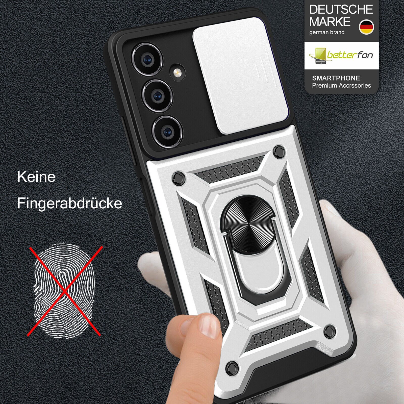 betterfon Handyhülle Panzerhülle für Samsung Galaxy A05s mit Kameraschutz & Ringhalter, Outdoorhülle mit Smartstand und Silikonkern