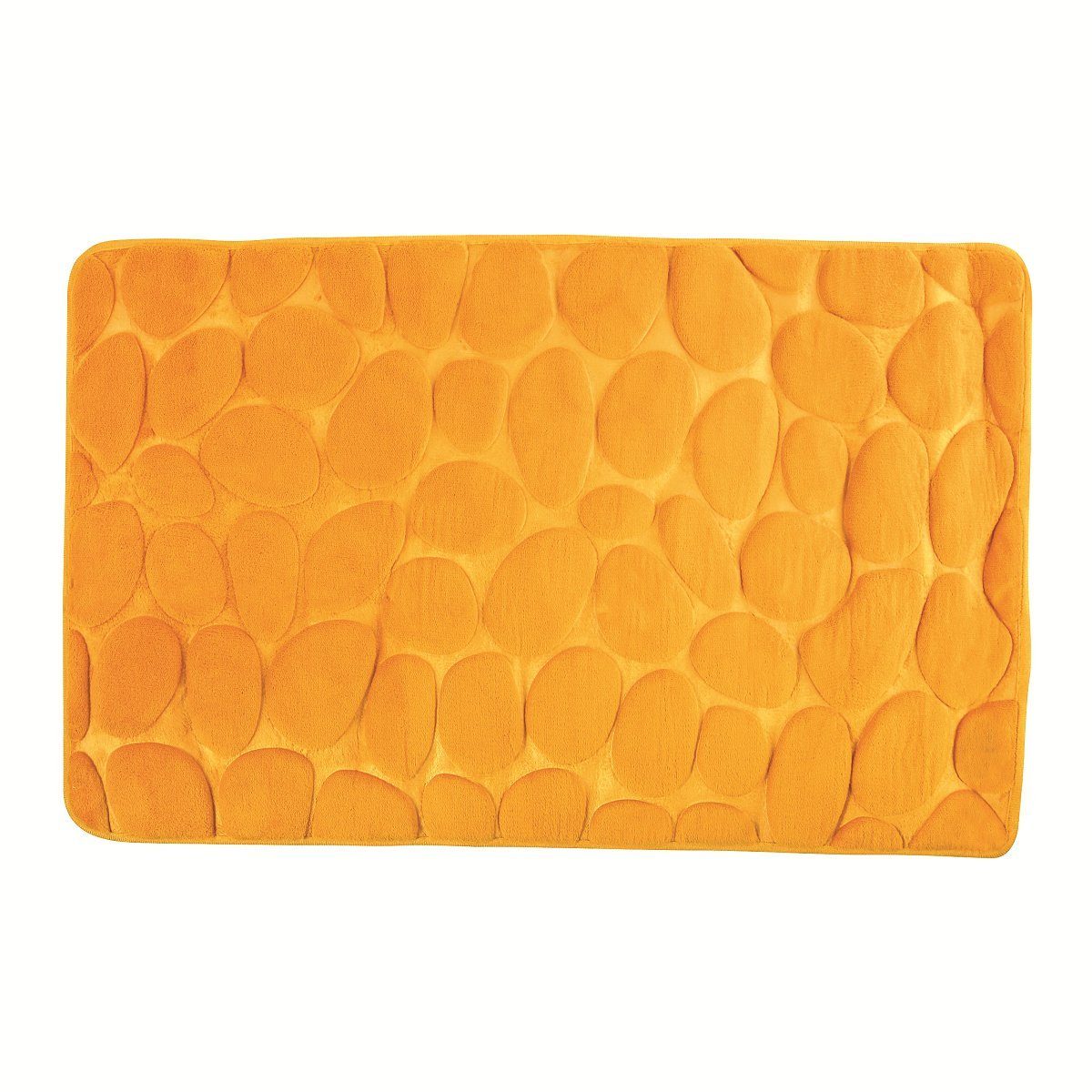 Badematte KIESELSTEIN, rutschhemmende Beschichtung, für Fußbodenheizung geeignet, strapazierfähig, waschbar, schnelltrocknend, Microfaser, PVC, aus super-weicher Microfaser, in 2 Größen und vielen trendigen Farben erhältlich, 40 x 60 cm, safran gelb