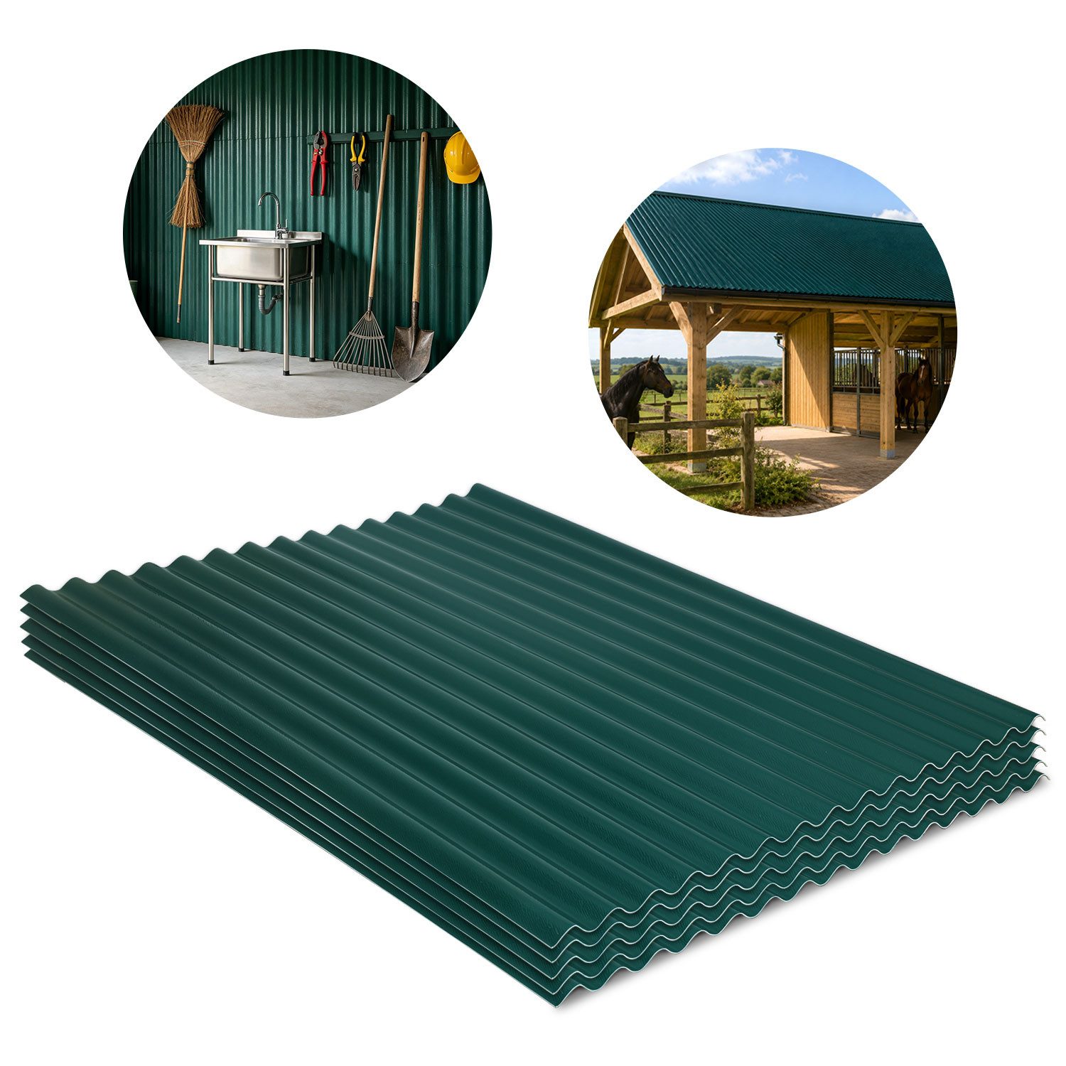 Clanmacy Wellplatte ASA Wellplatten 5er Set Dunkelgrün 117 x 93 cm 1,5 mm für Gartenhaus, (5-St)