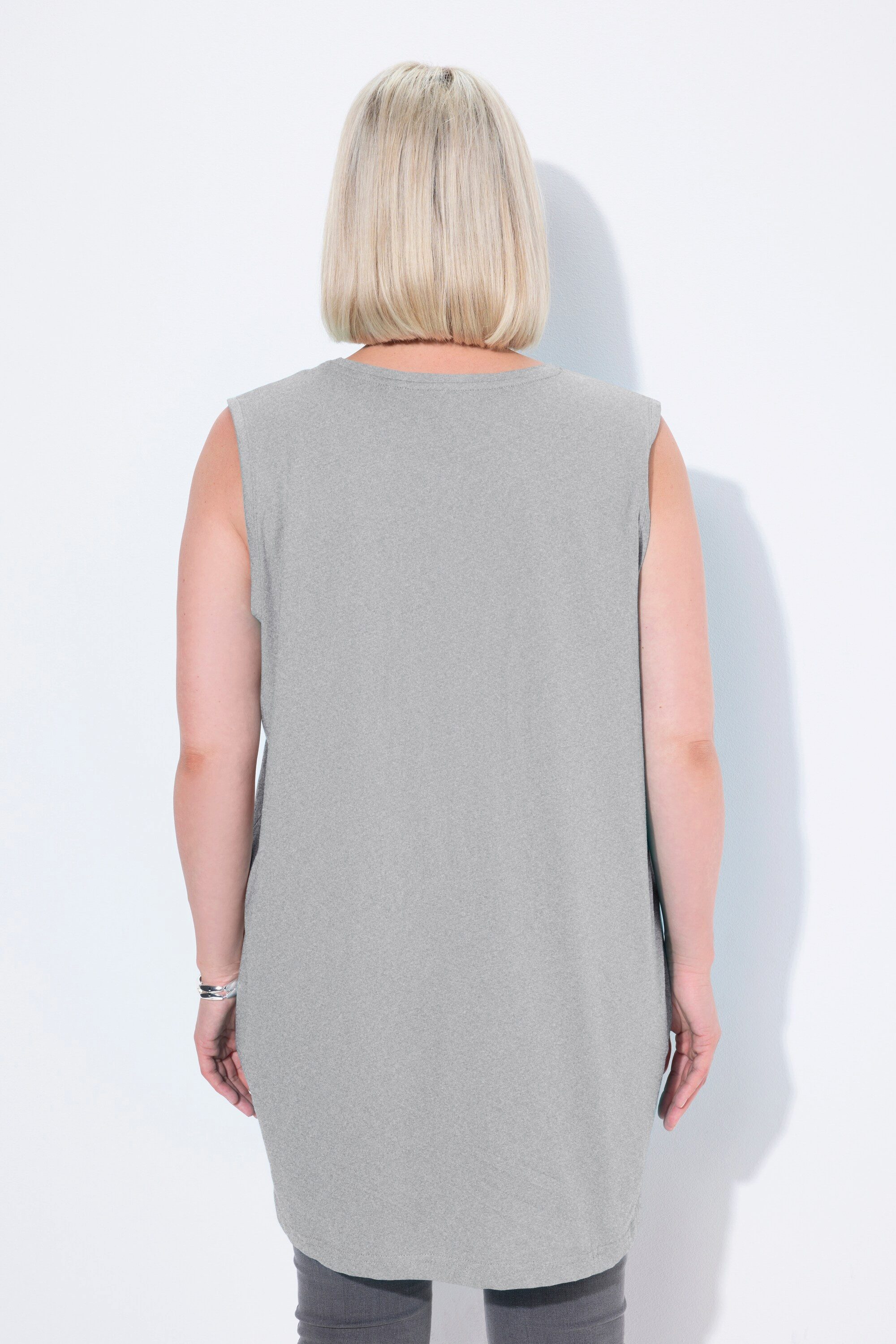 Ulla Popken Longtop Top V-Ausschnitt Relaxed ärmellos Baumwolle