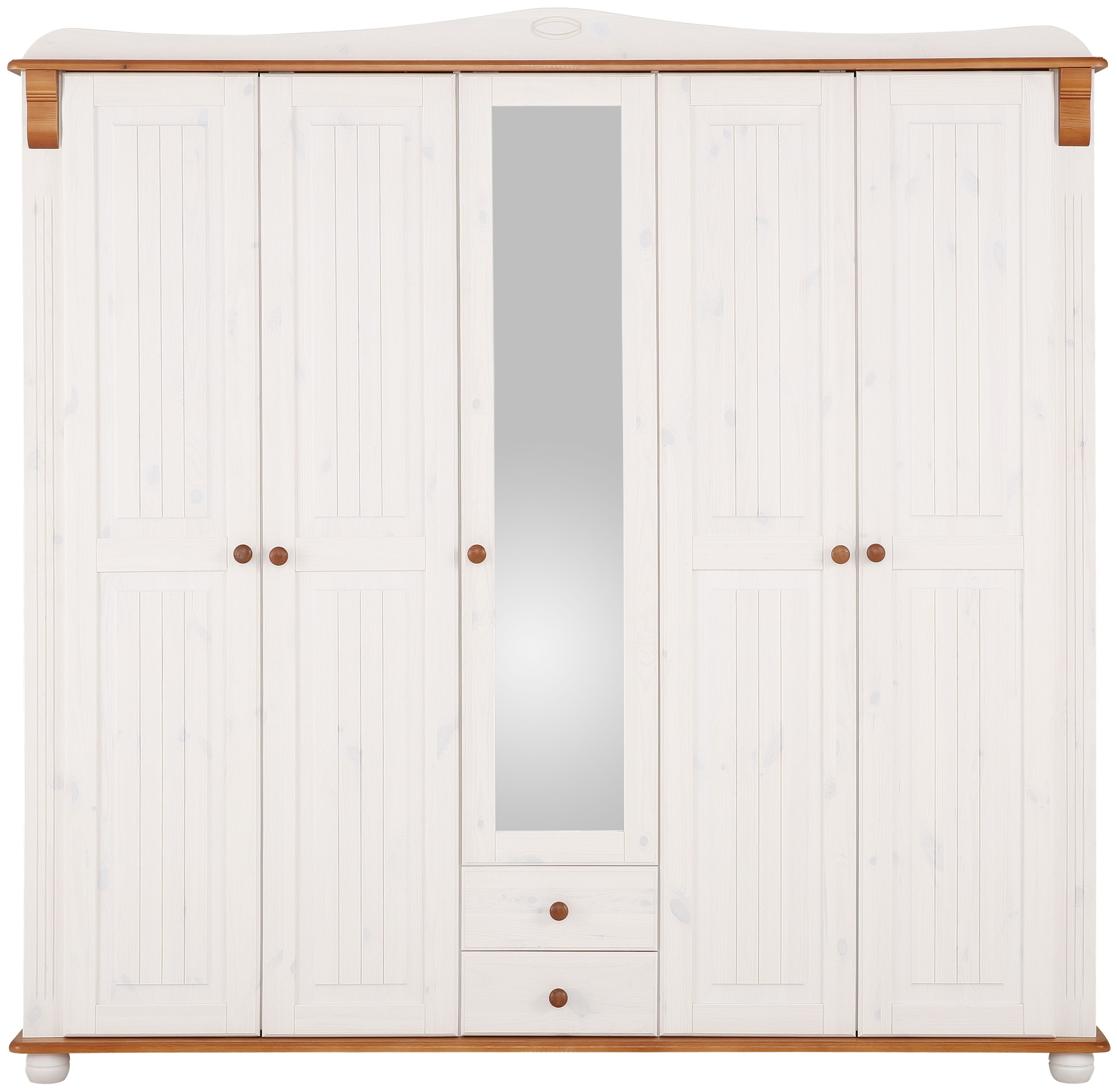 OTTO home Kleiderschrank Adele (Breite x Höhe x Tiefe ca: 207 cm x 191 cm x 53,5 cm) Massive Kiefer,Spiegel, Landhausstil – Bild 4 von 5
