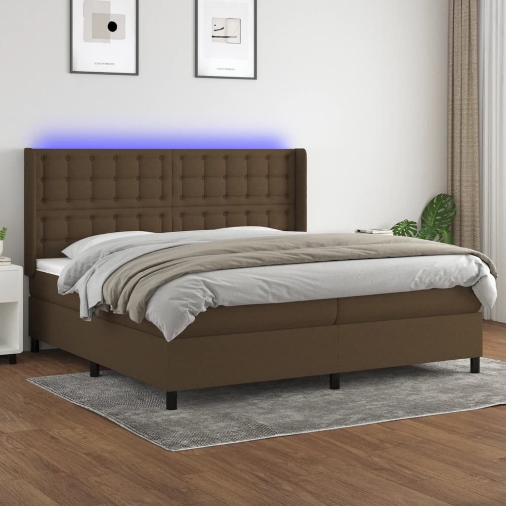 vidaXL Boxspringbett Boxspringbett mit Matratze LED Dunkelbraun 200x200 cm günstig online kaufen
