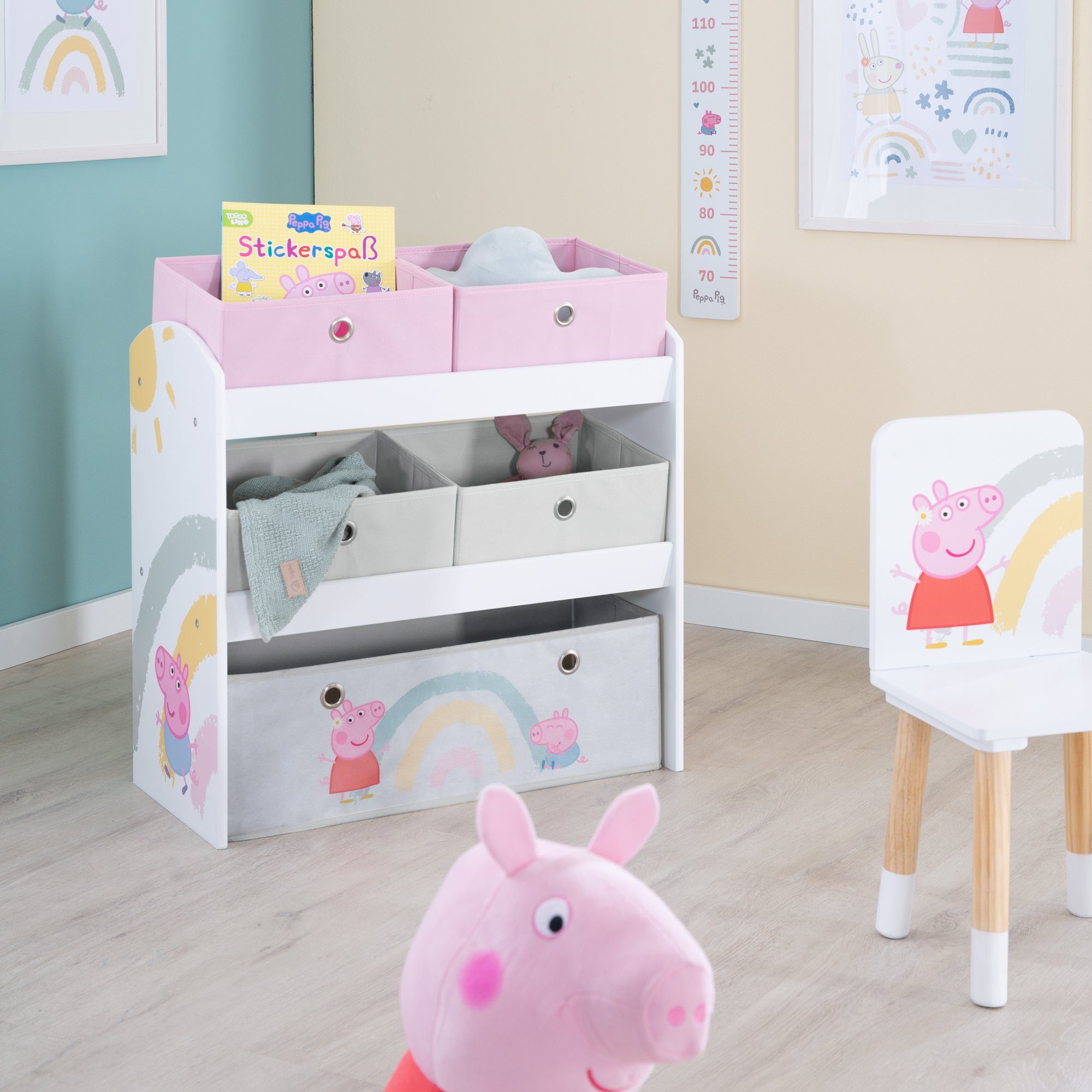 roba® Kinderregal Peppa Pig, Montessori Aufbewahrungsregal mit 5 Boxen günstig online kaufen