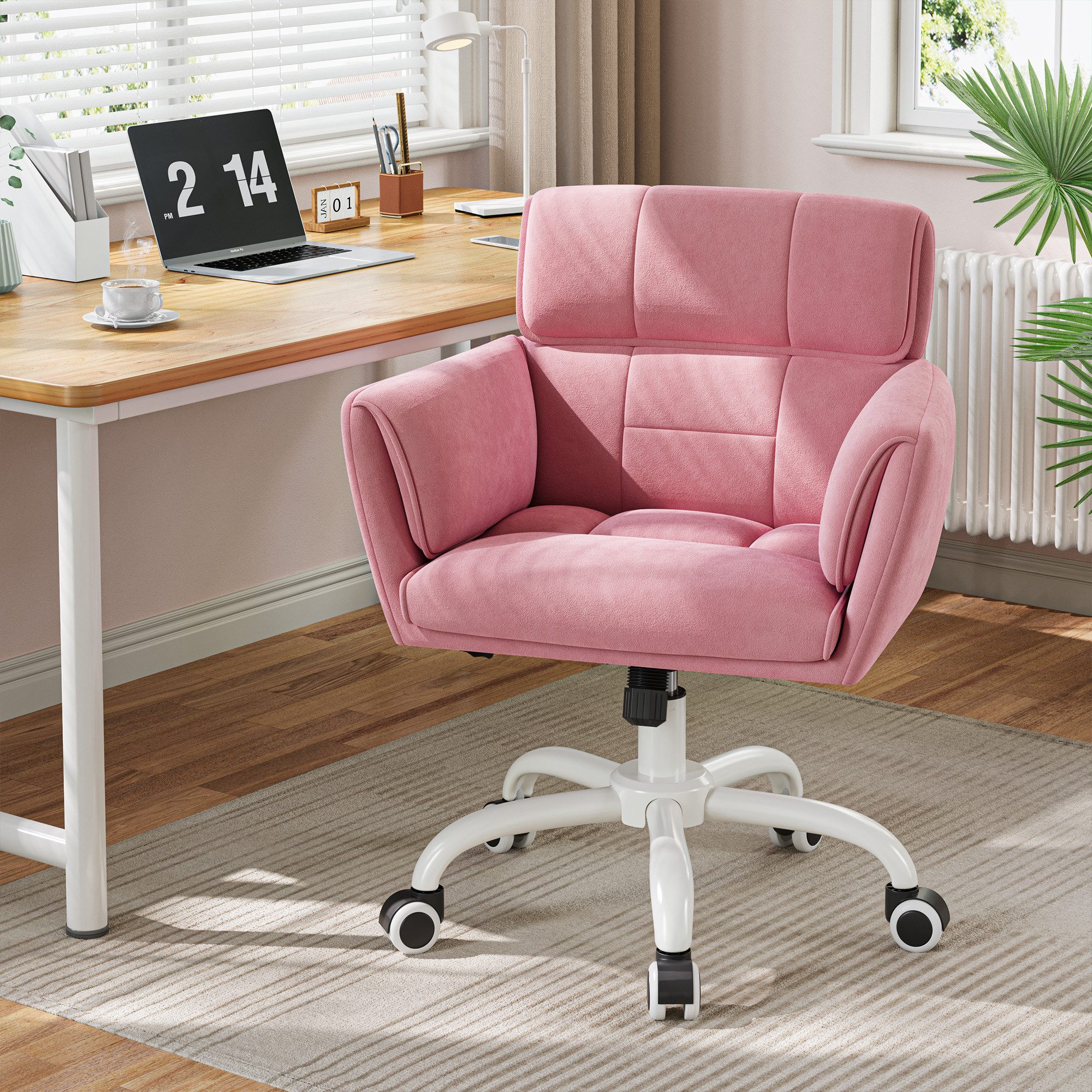 Klyvvo Drehstuhl Schreibtischstuhl, Schminktisch Stuhl mit Samtbezug, (1 St), Ideal für Homeoffice, Büro, Schlafzimmer, Jugendzimmer