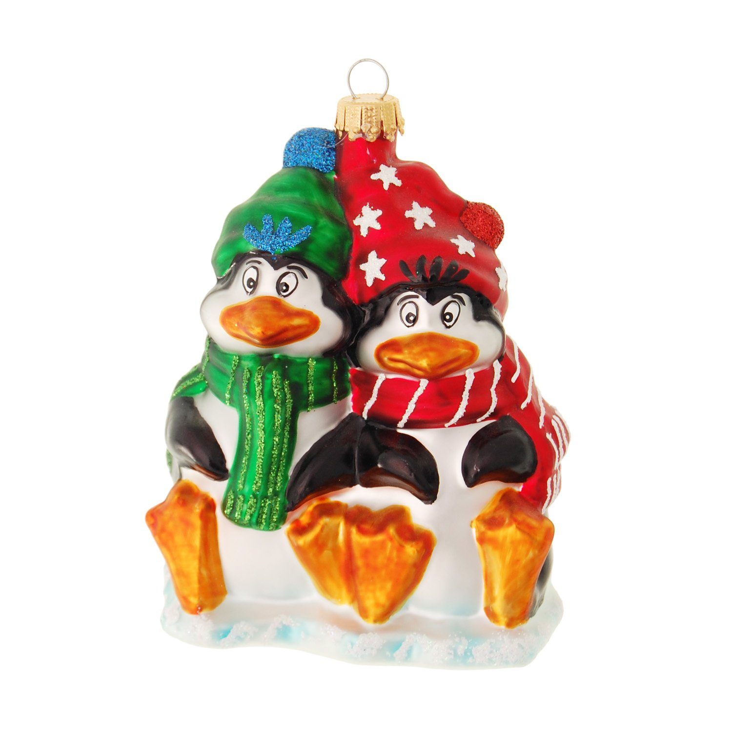Krebs Glas Lauscha Weihnachtsbaumklammer und (1-tlg) mundgeblasen Multicolor han 11cm Glasornament, Pinguine, Frierende