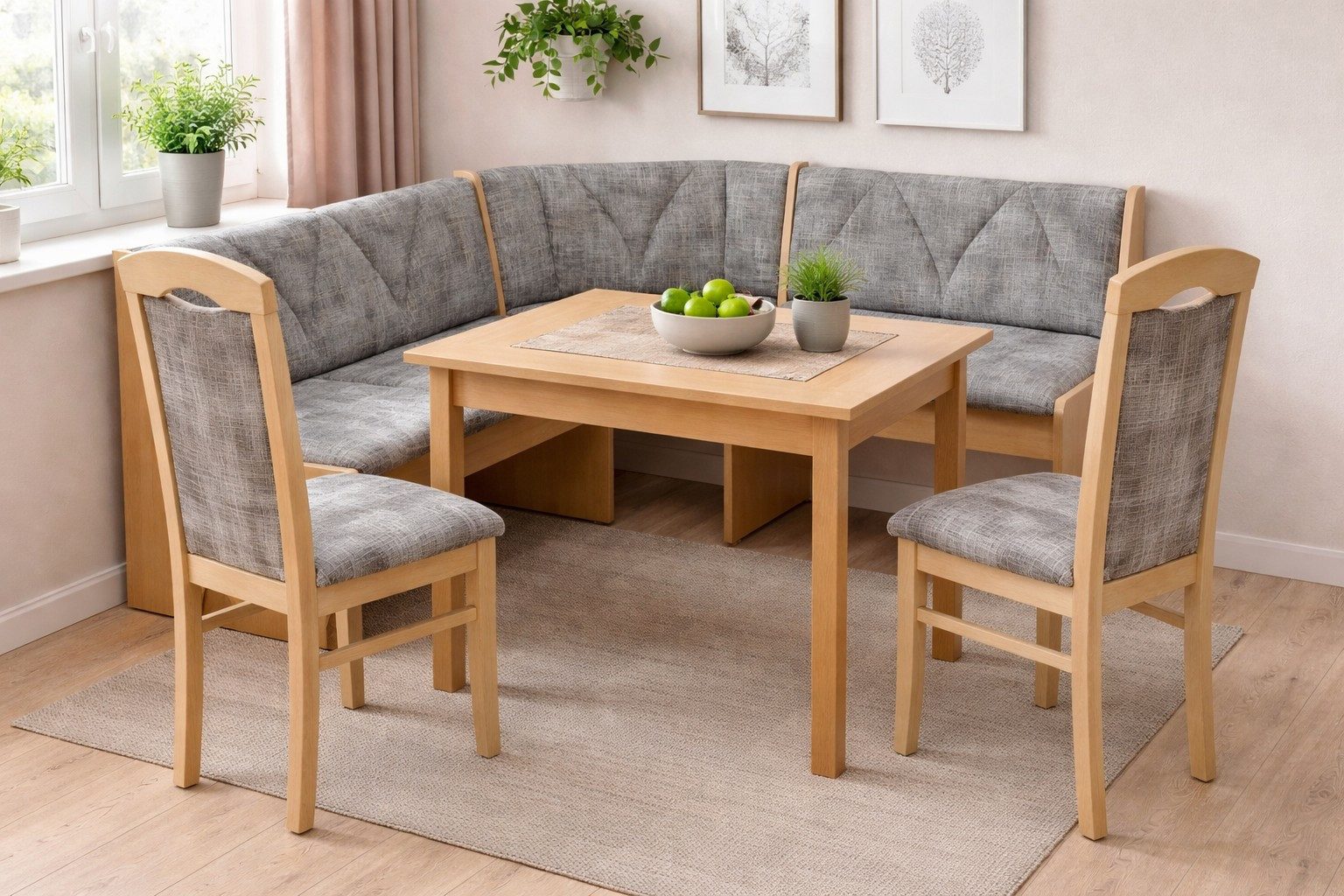 moebel-direkt-online Sitzgruppe 4tlg. Eckbankgruppe bestehend aus Truheneckbank, Esstisch, Stühlen, (Spar-Set, 4teiliges Set)