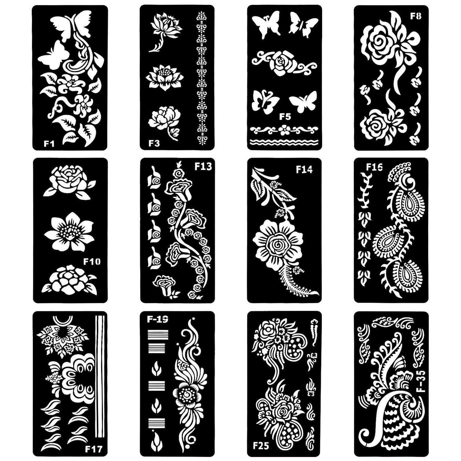 LuxusKollektion Kindertattoo Tattoo-Schablonen 12 Stück Blätter