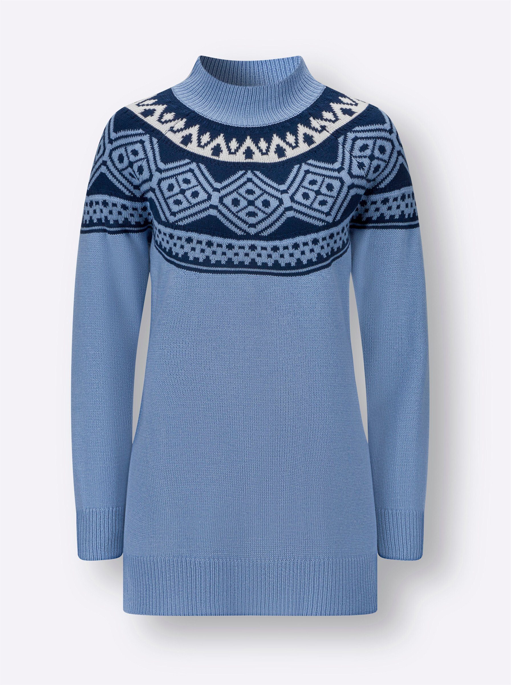 Sieh an! Strickpullover Longpullover Langarm Jacquard, Jersey