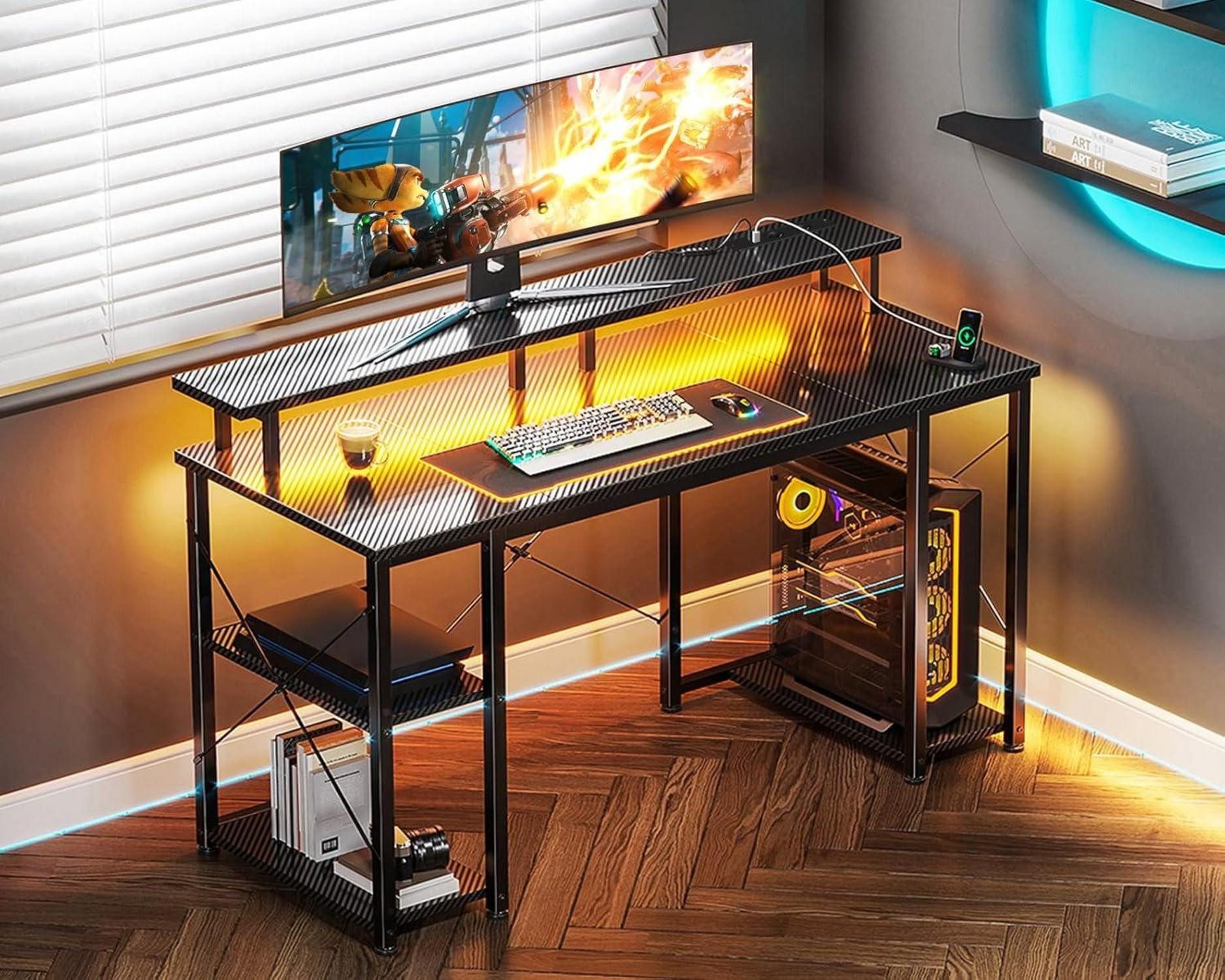 LuxusKollektion Gamingtisch Gaming Tisch LED-Beleuchtung 2 günstig online kaufen