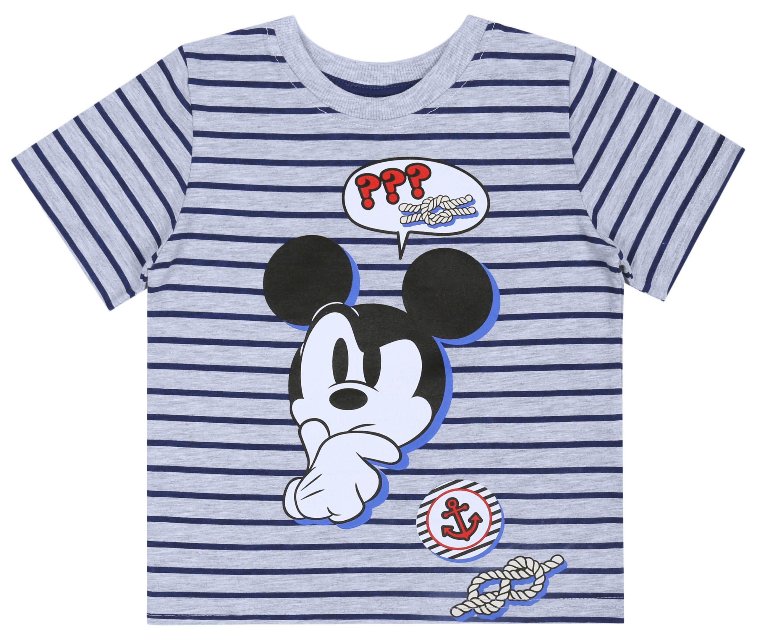 Kurzarmbluse Graues Mickey Mouse Disney gestreiftes T-Shirt 6 Jahre
