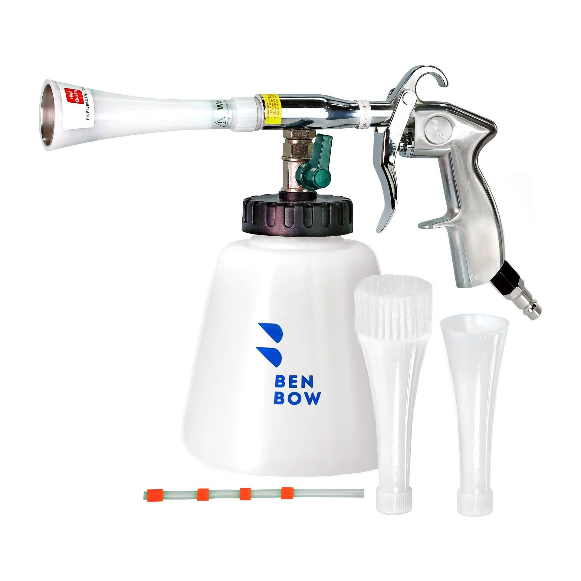 BENBOW Dreckfräse Druckluft Reinigungspistole Classic - Wirbelwind-Effekt für effiziente, mit 1-Liter-Behälter, Trichter und Trichter mit Bürste