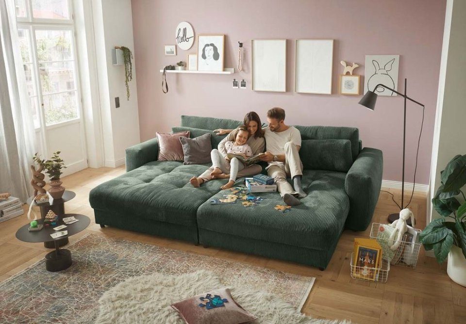 ED EXCITING DESIGN Big-Sofa Barura, Rückenkissen, Nierenkissen, Cord Bezug, frei im Raum stellbar