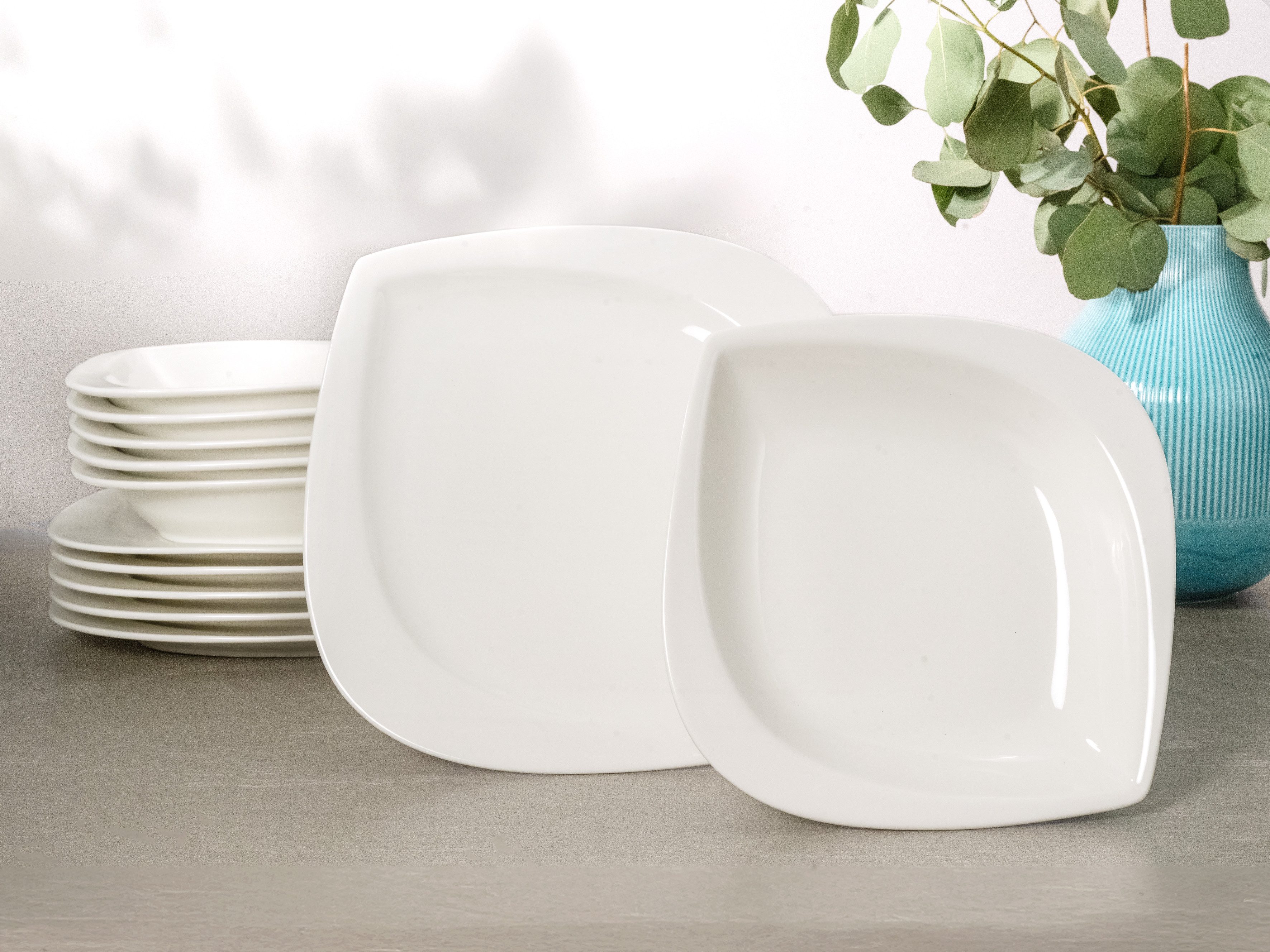 CreaTable Tafelservice Melbourne (12-tlg), 6 Personen, Porzellan, Teller Set, extravagante Form