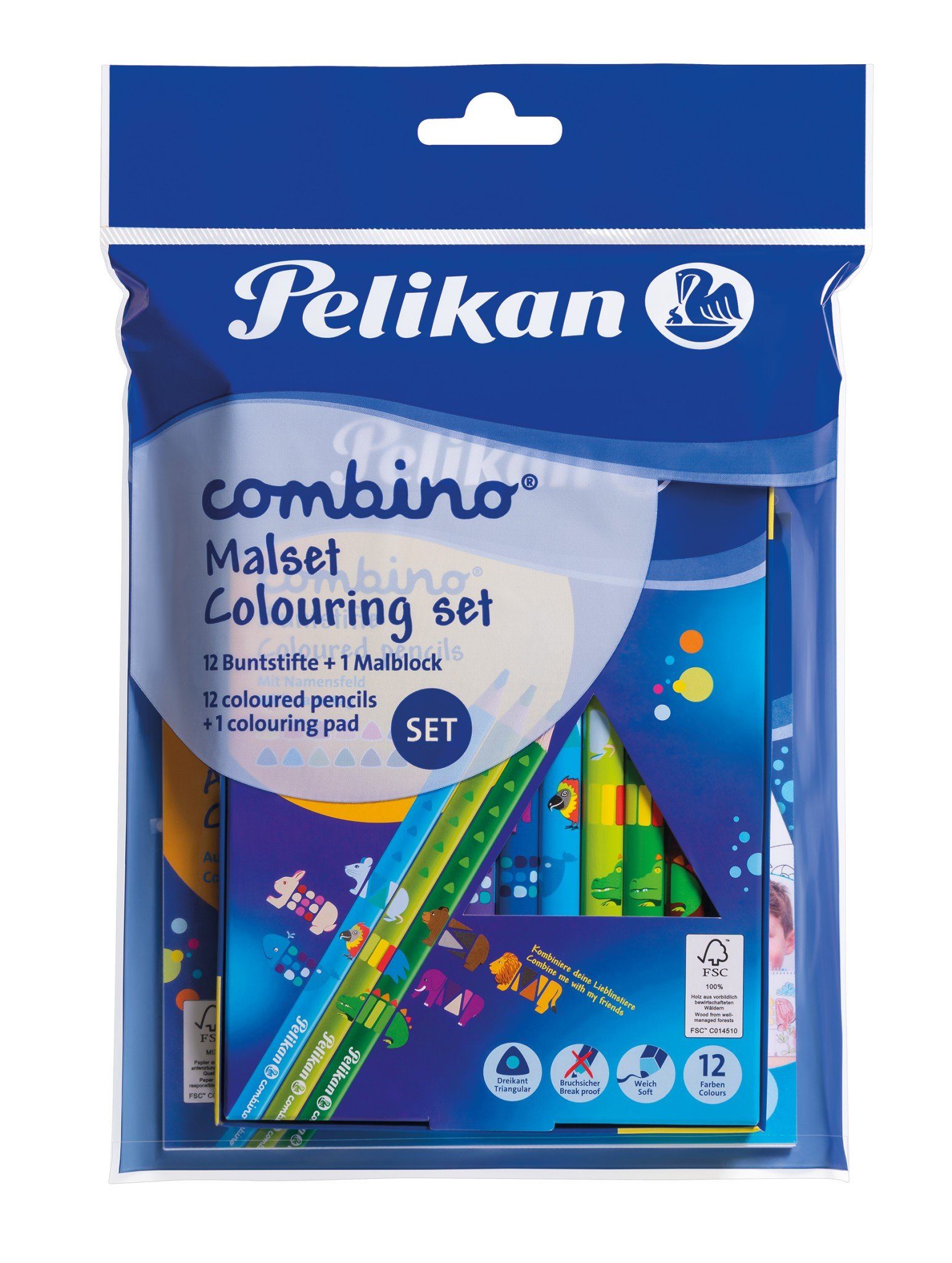Pelikan Buntstift Pelikan Combino Mal Set: 1 Malblock + 12 Buntstifte